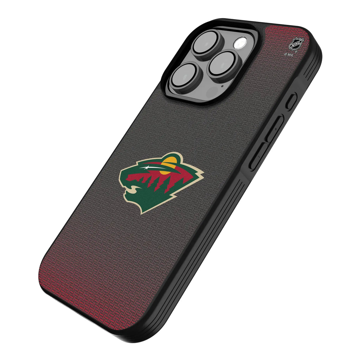 Minnesota Wild Linen iPhone Bump Phone Case for Apple iPhone - Isometric View#Device_iPhone 15 Pro