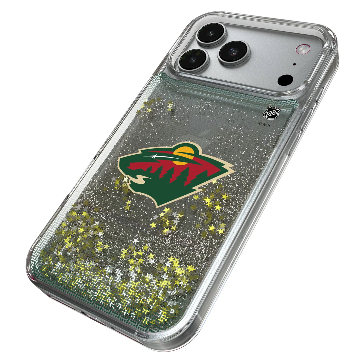 Minnesota Wild Linen iPhone Glitter Phone Case for Apple iPhone - Isometric View#Device_iPhone 17 Pro Max