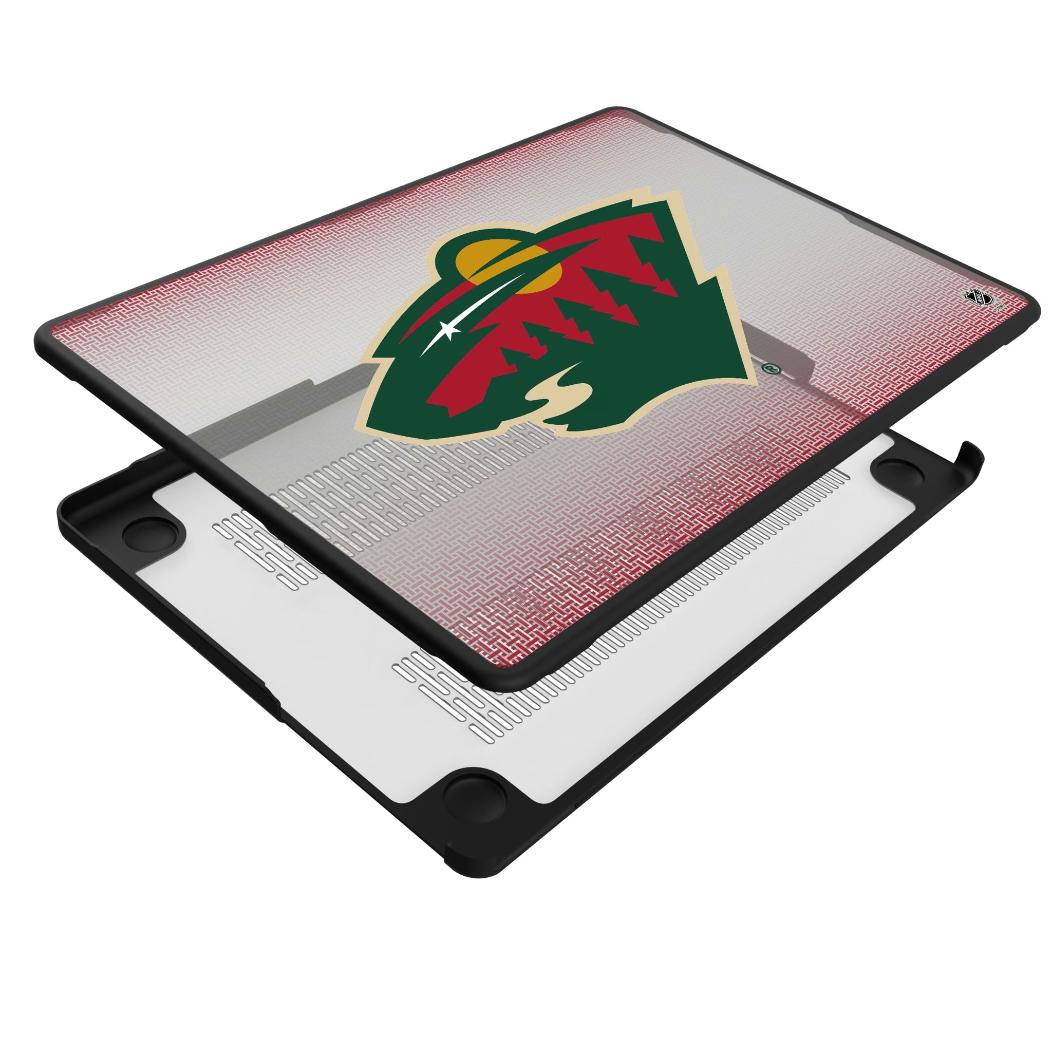 Minnesota Wild Linen MacBook Laptop Case for Apple MacBook - Isometric View#Device_MacBook Pro (14-inch, 2021) / MacBook Pro (14-inch, 2023) / MacBook Pro (14-inch, 2024)