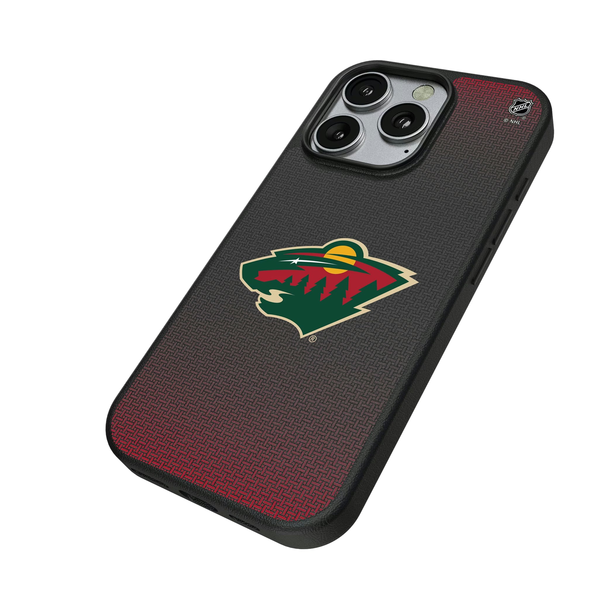 Minnesota Wild Linen iPhone MagSafe Compatible Phone Case for Apple iPhone - Isometric View