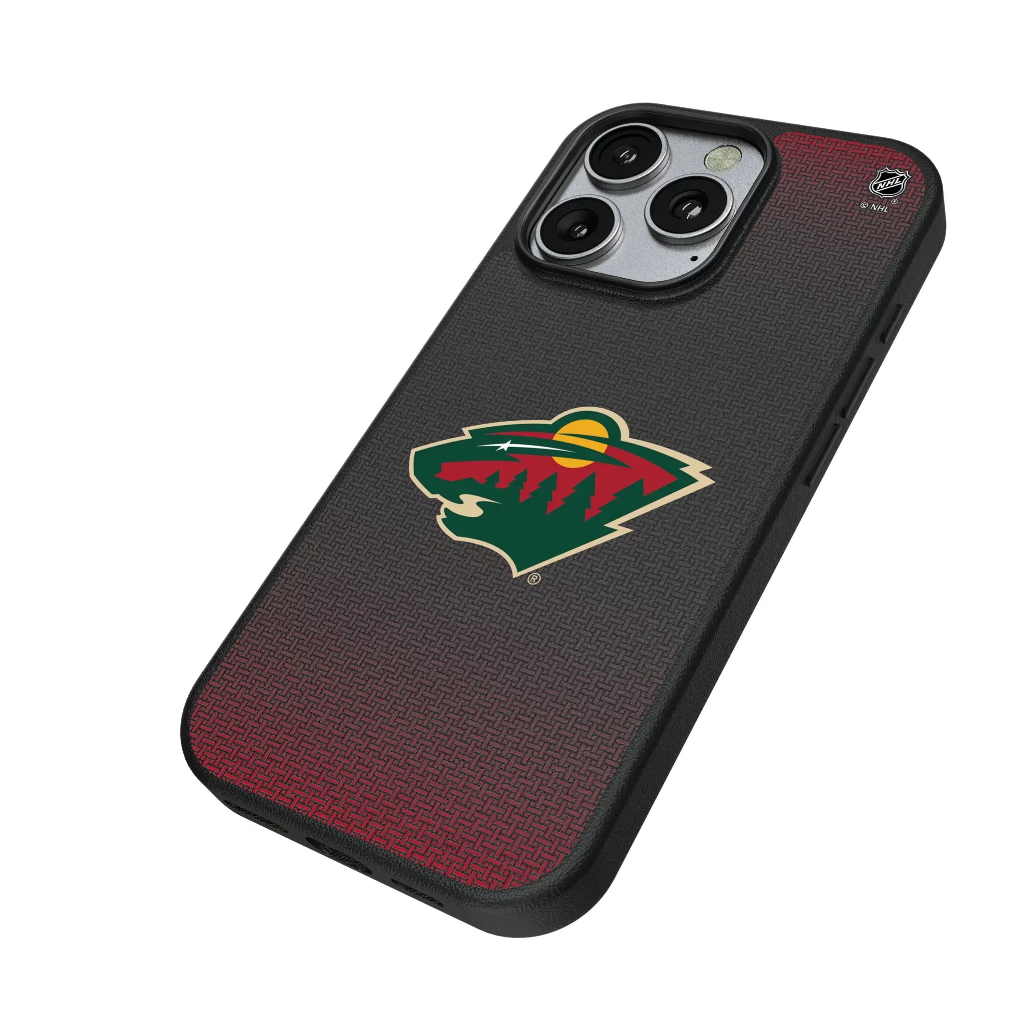 Minnesota Wild Linen iPhone MagSafe Compatible Phone Case for Apple iPhone - Isometric View