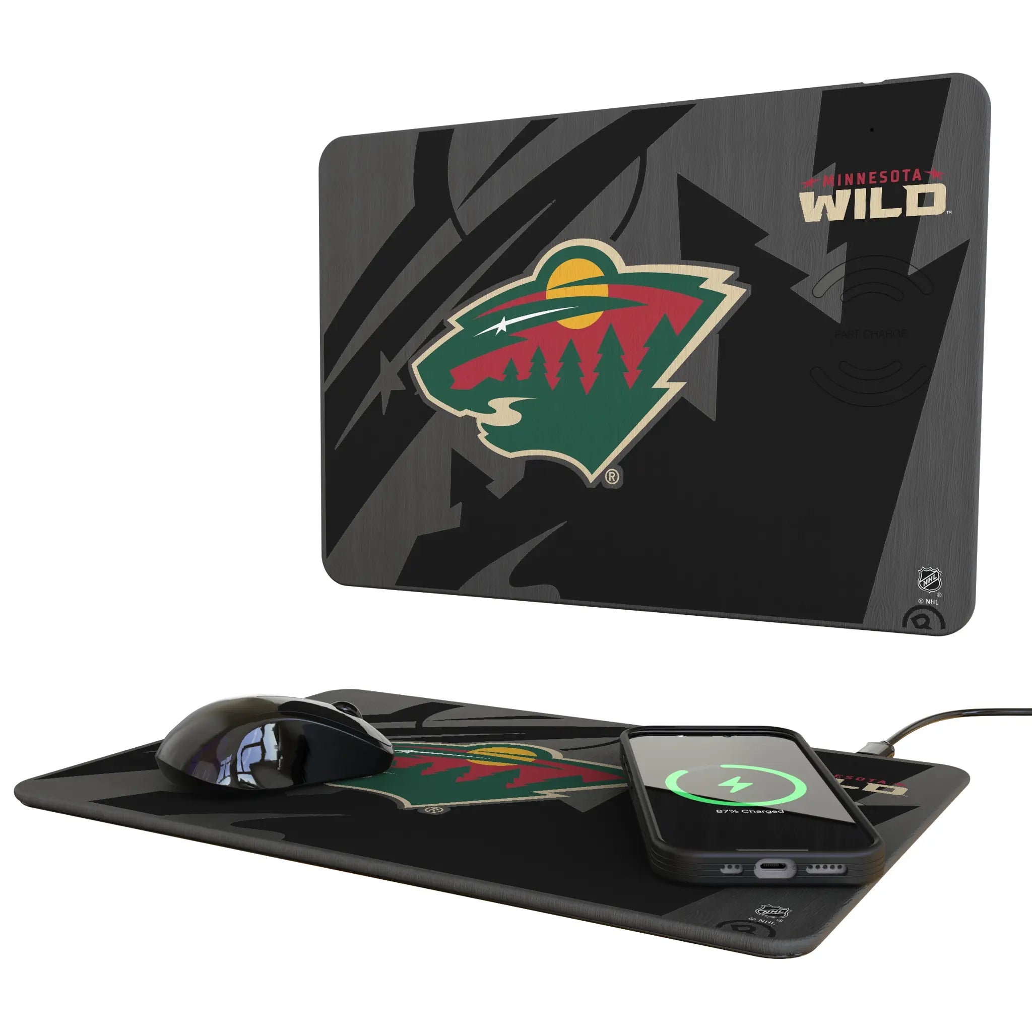 Minnesota Wild Monocolor Tilt 15-Watt Wireless Charger and Mouse Pad