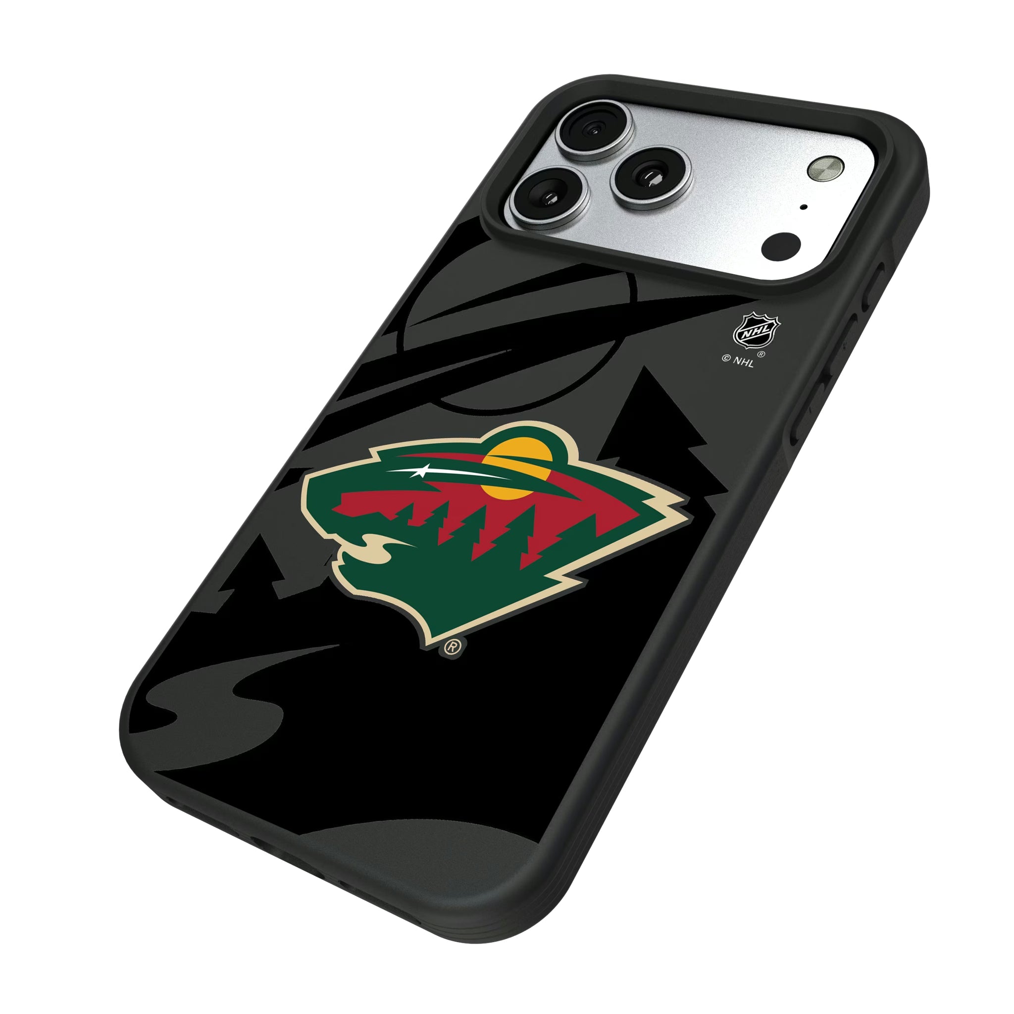 Minnesota Wild Monocolor Tilt iPhone Bump Phone Case for Apple iPhone - Isometric View#Device_iPhone 17 Pro Max