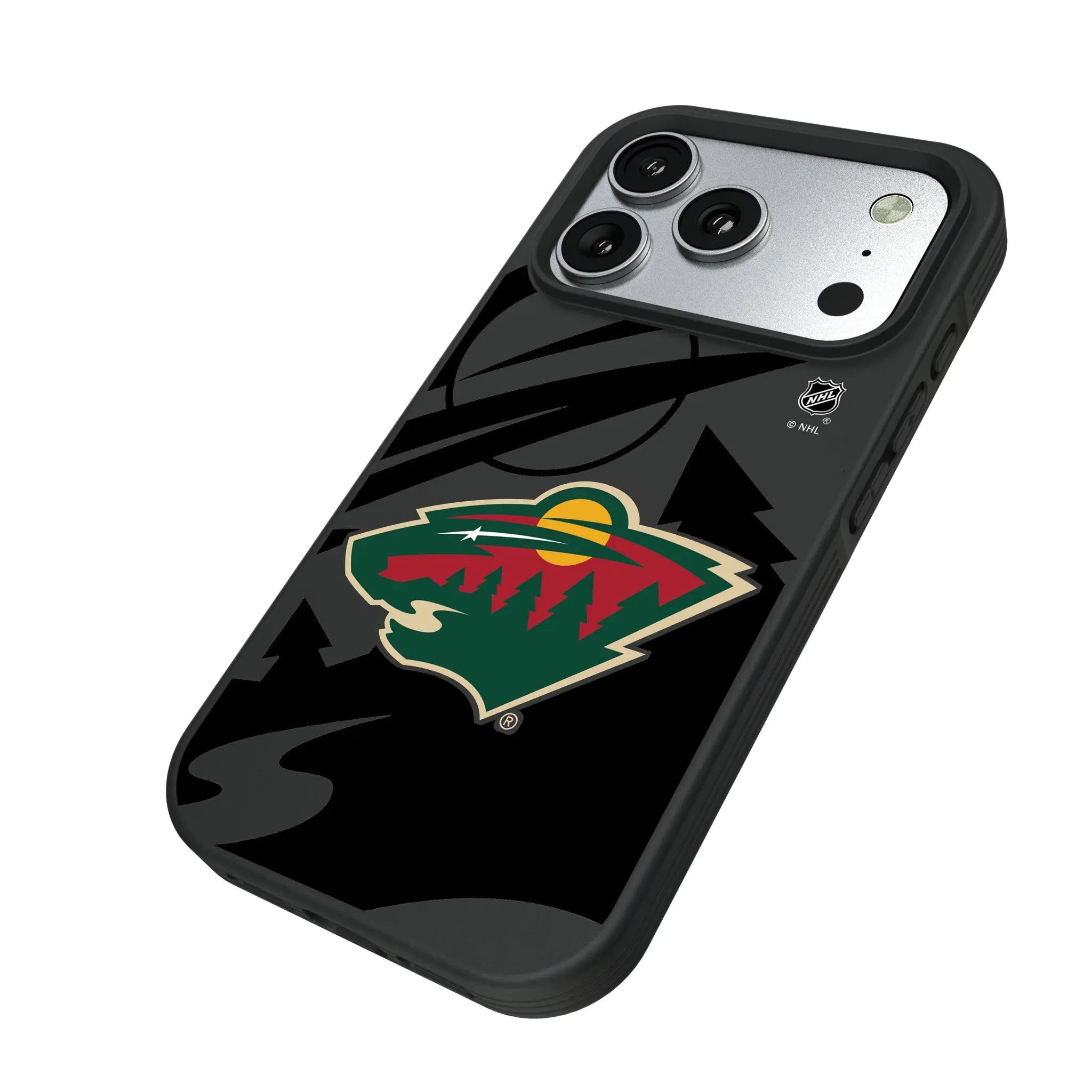 Minnesota Wild Monocolor Tilt iPhone Bump Phone Case for Apple iPhone - Isometric View#Device_iPhone 17 Pro