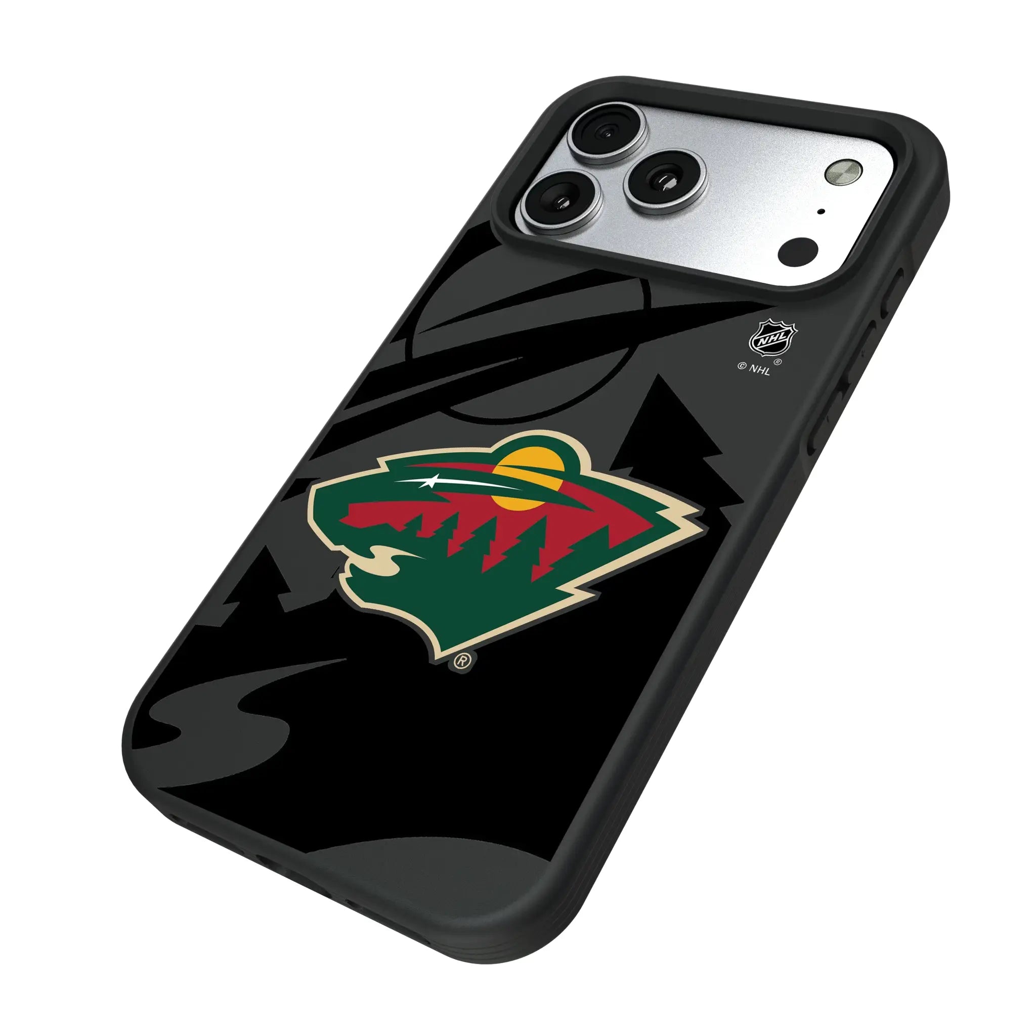 Minnesota Wild Monocolor Tilt iPhone Bump Phone Case for Apple iPhone - Isometric View#Device_iPhone 17 Pro Max
