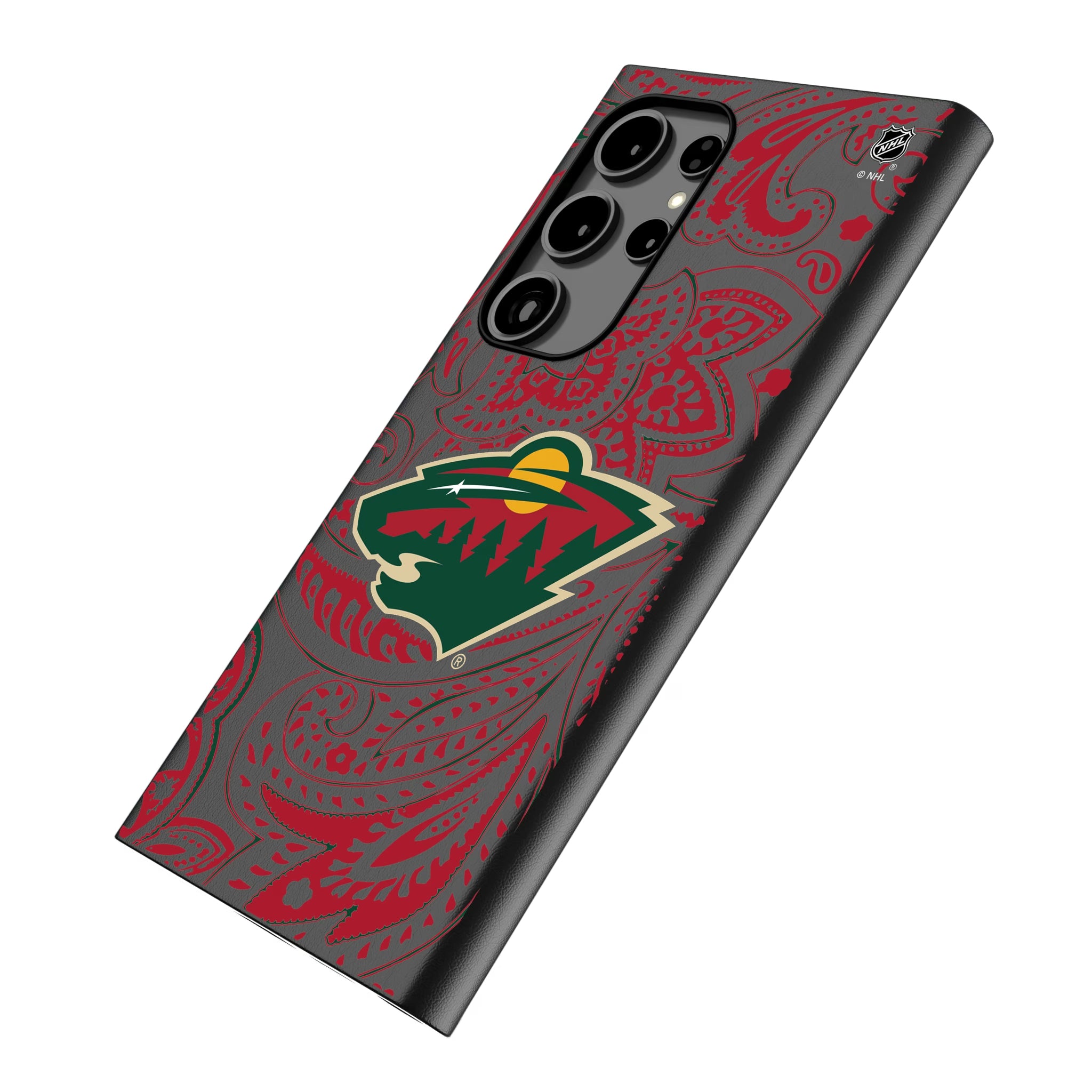Minnesota Wild Paisley Galaxy MagSafe Compatible Phone Case for Samsung Galaxy - Isometric View