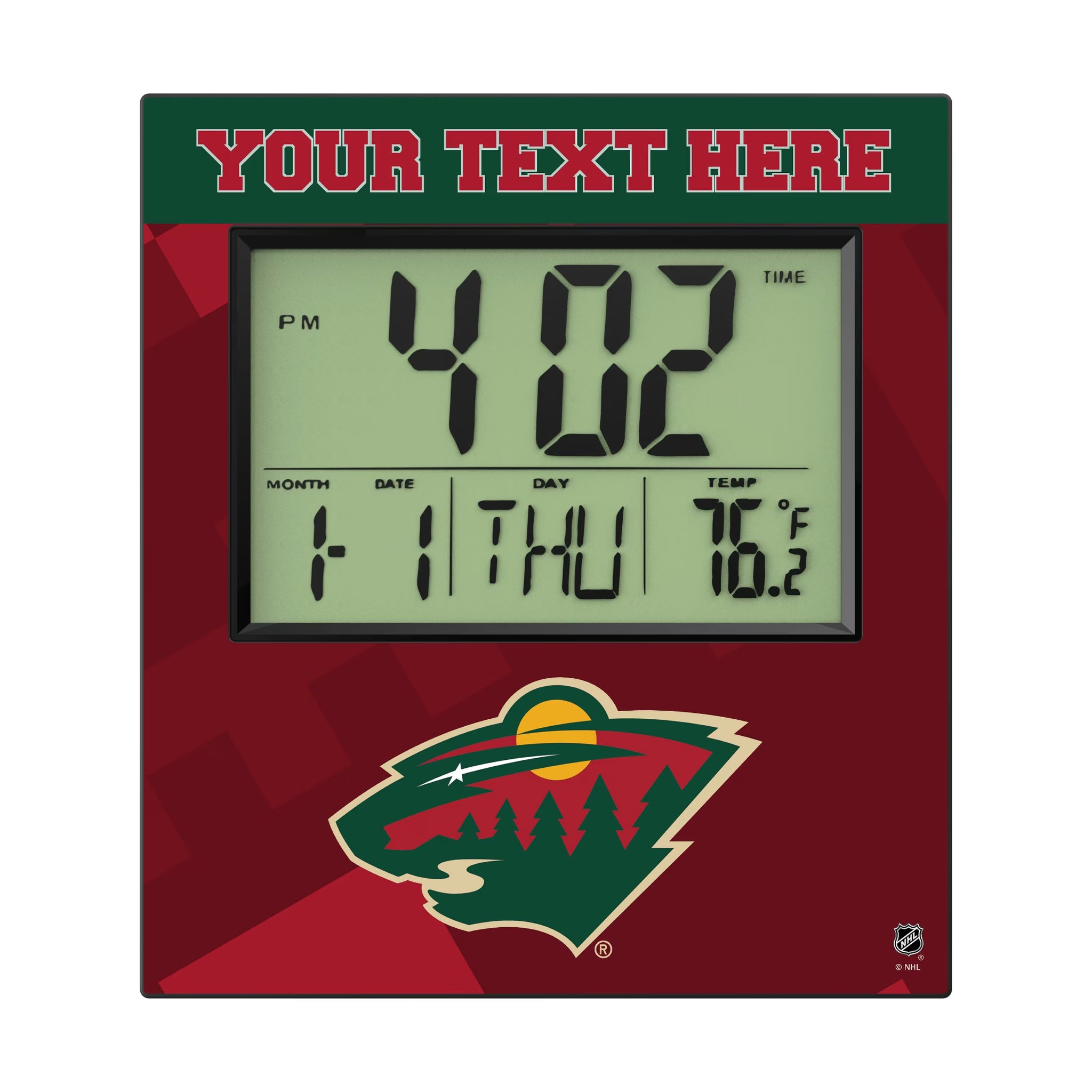 Minnesota Wild Personalized Color Block Wall Clock