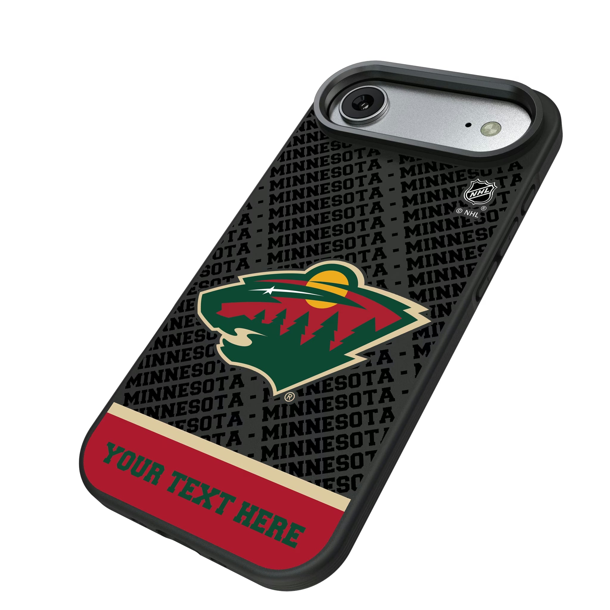 Minnesota Wild Personalized EndZone Plus iPhone Bump Phone Case for Apple iPhone - Isometric View#Device_iPhone Air