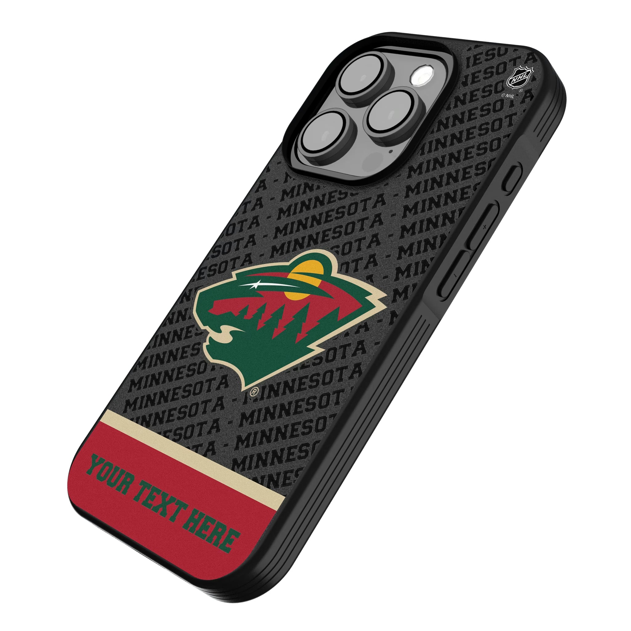 Minnesota Wild Personalized EndZone Plus iPhone Bump Phone Case for Apple iPhone - Isometric View