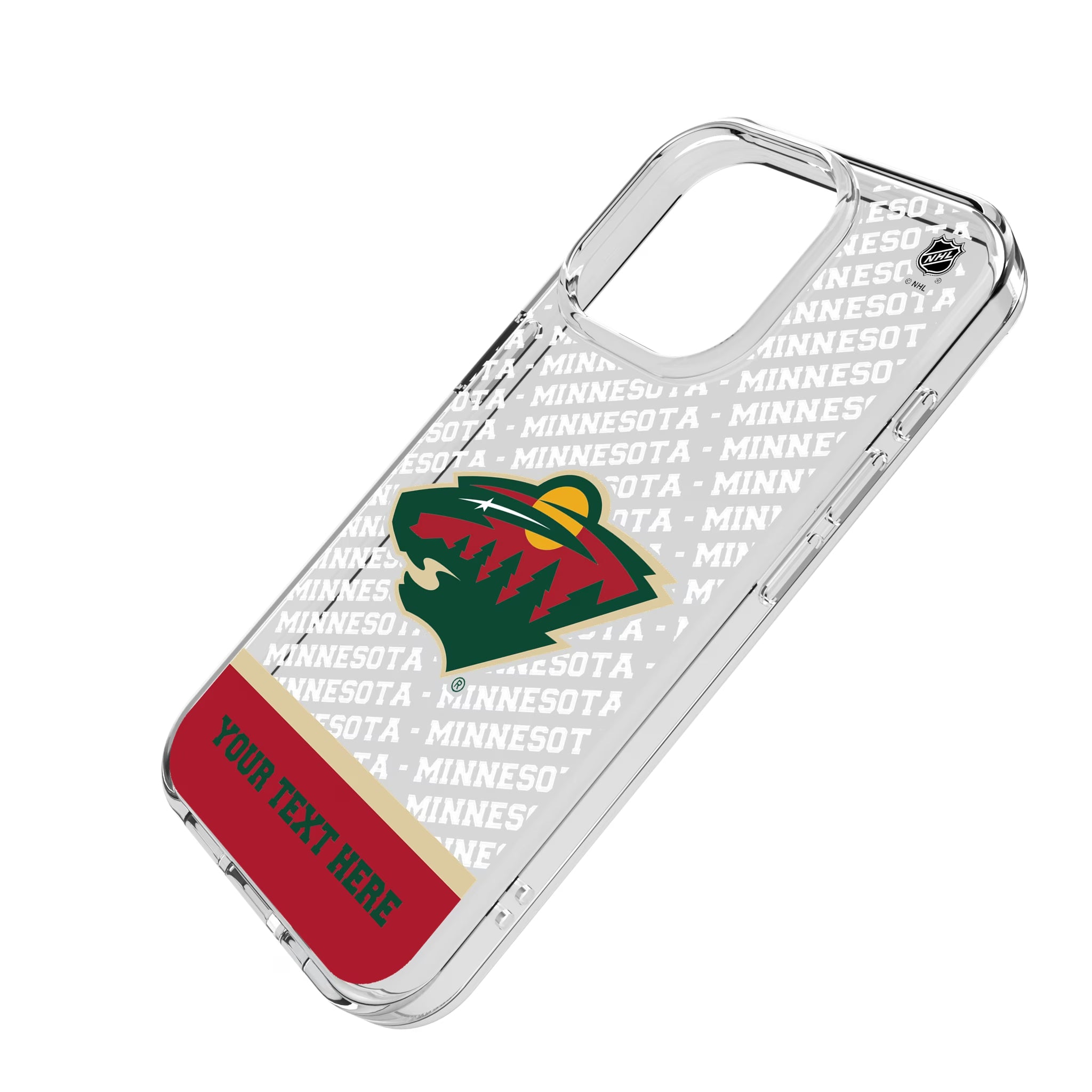 Minnesota Wild Personalized EndZone Plus iPhone Clear Phone Case for Apple iPhone - Isometric View