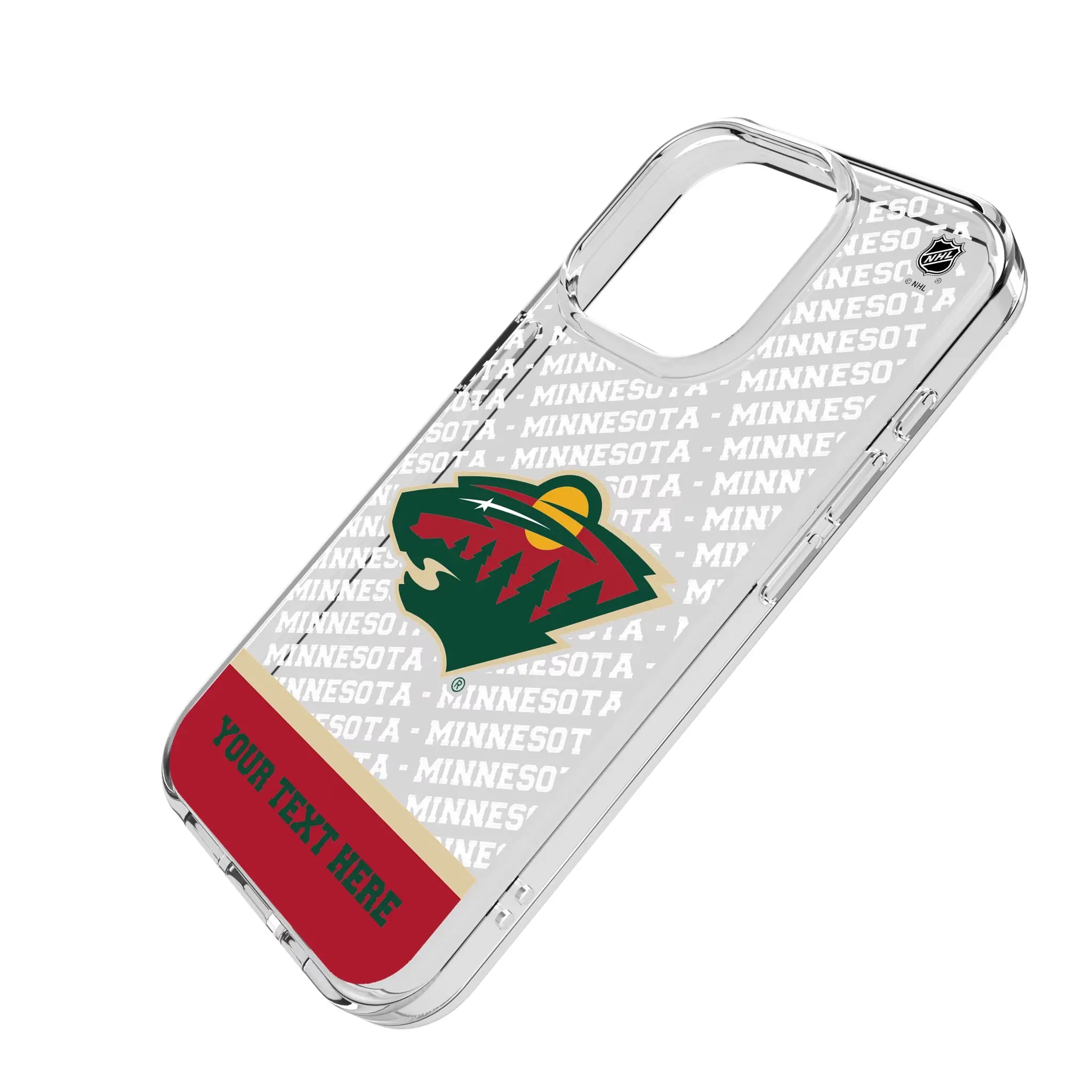 Minnesota Wild Personalized EndZone Plus iPhone Clear Phone Case for Apple iPhone - Isometric View
