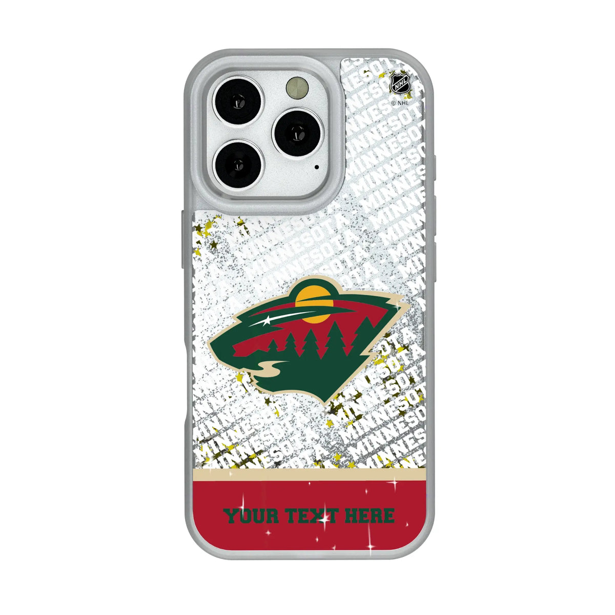 Minnesota Wild Personalized EndZone Plus iPhone Glitter Phone Case for Apple iPhone#Device_iPhone 16 Pro