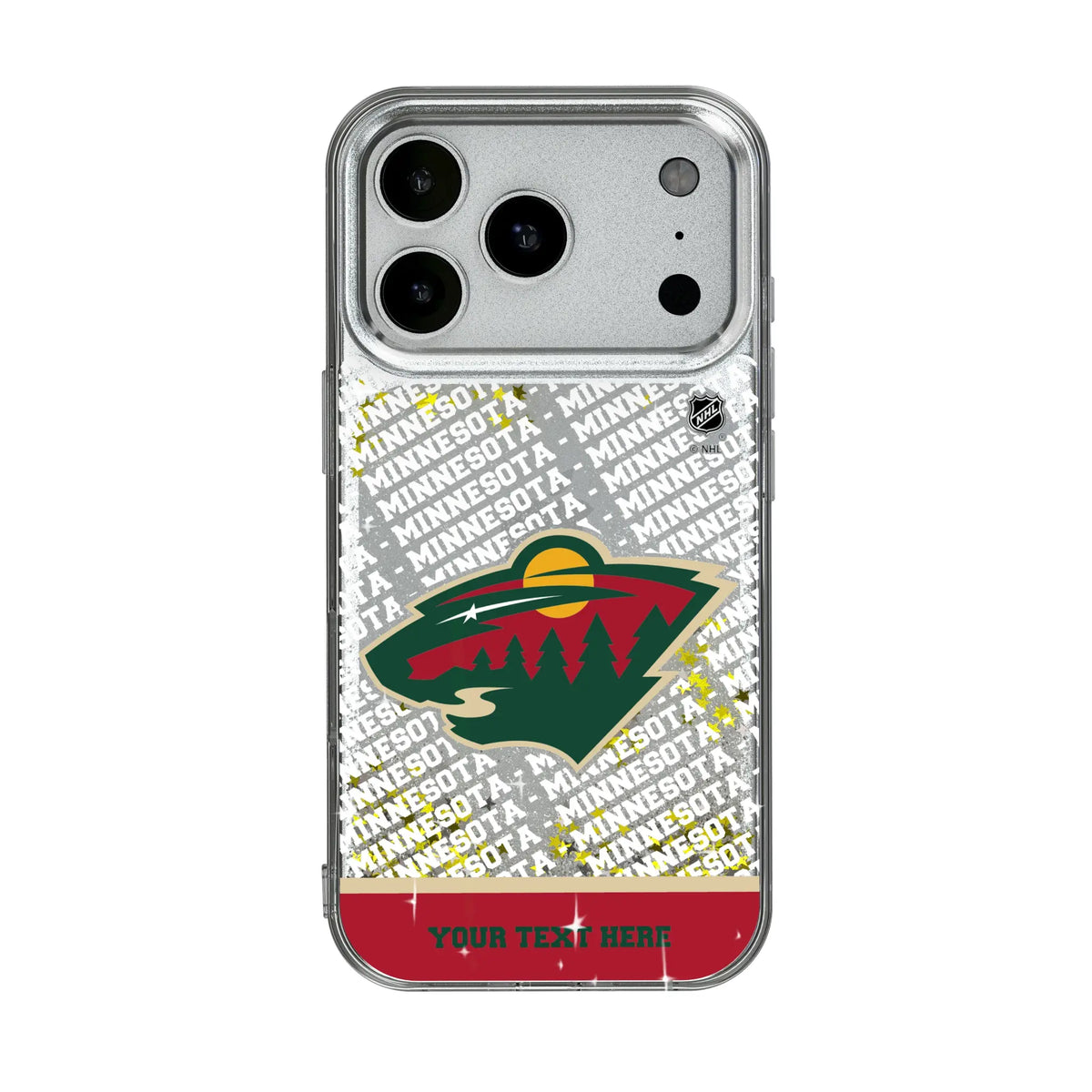Minnesota Wild Personalized EndZone Plus iPhone Glitter Phone Case for Apple iPhone#Device_iPhone 17 Pro