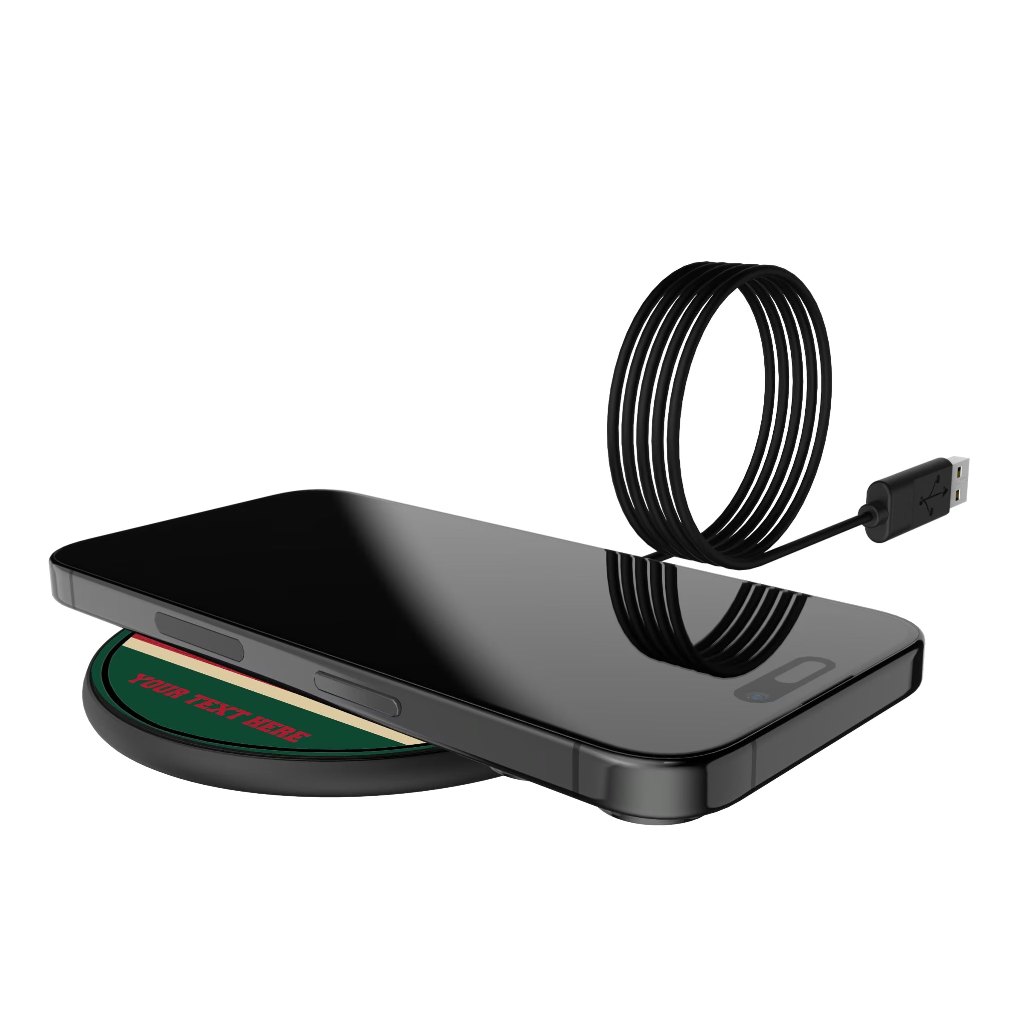 Minnesota Wild Personalized Endzone Solid 15-Watt Wireless Charger - Lifestyle