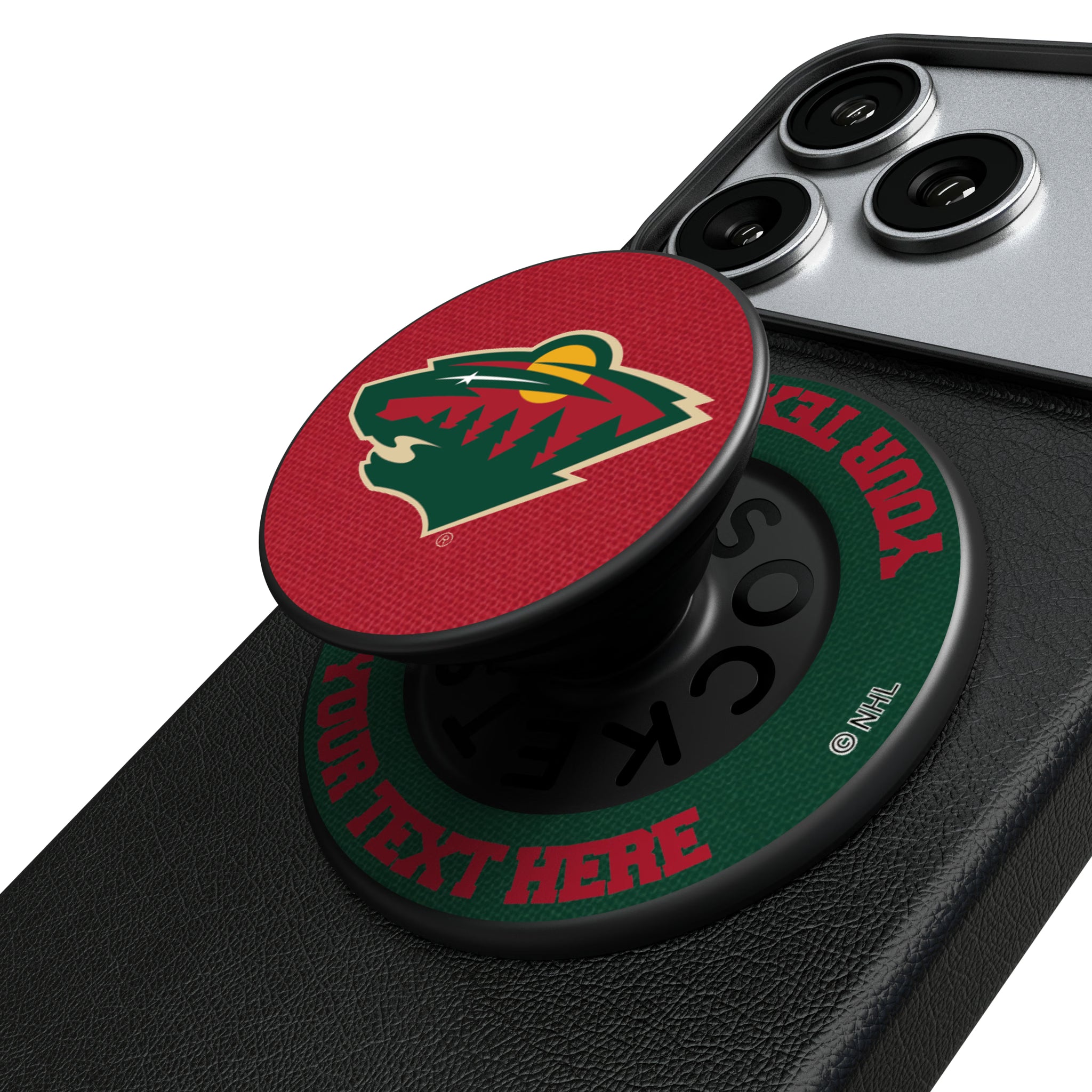 Minnesota Wild Personalized Endzone Solid Popsockets Round Magnetic