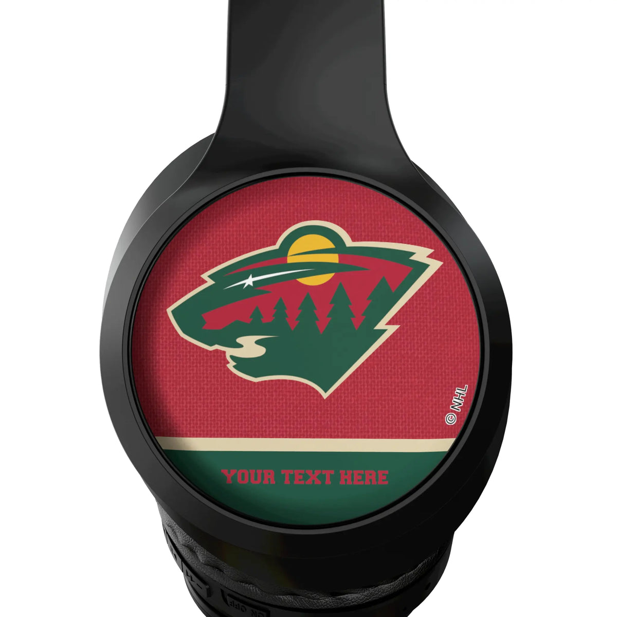 Minnesota Wild Personalized Endzone Solid Wireless Over-Ear Headphones With Case - Detail