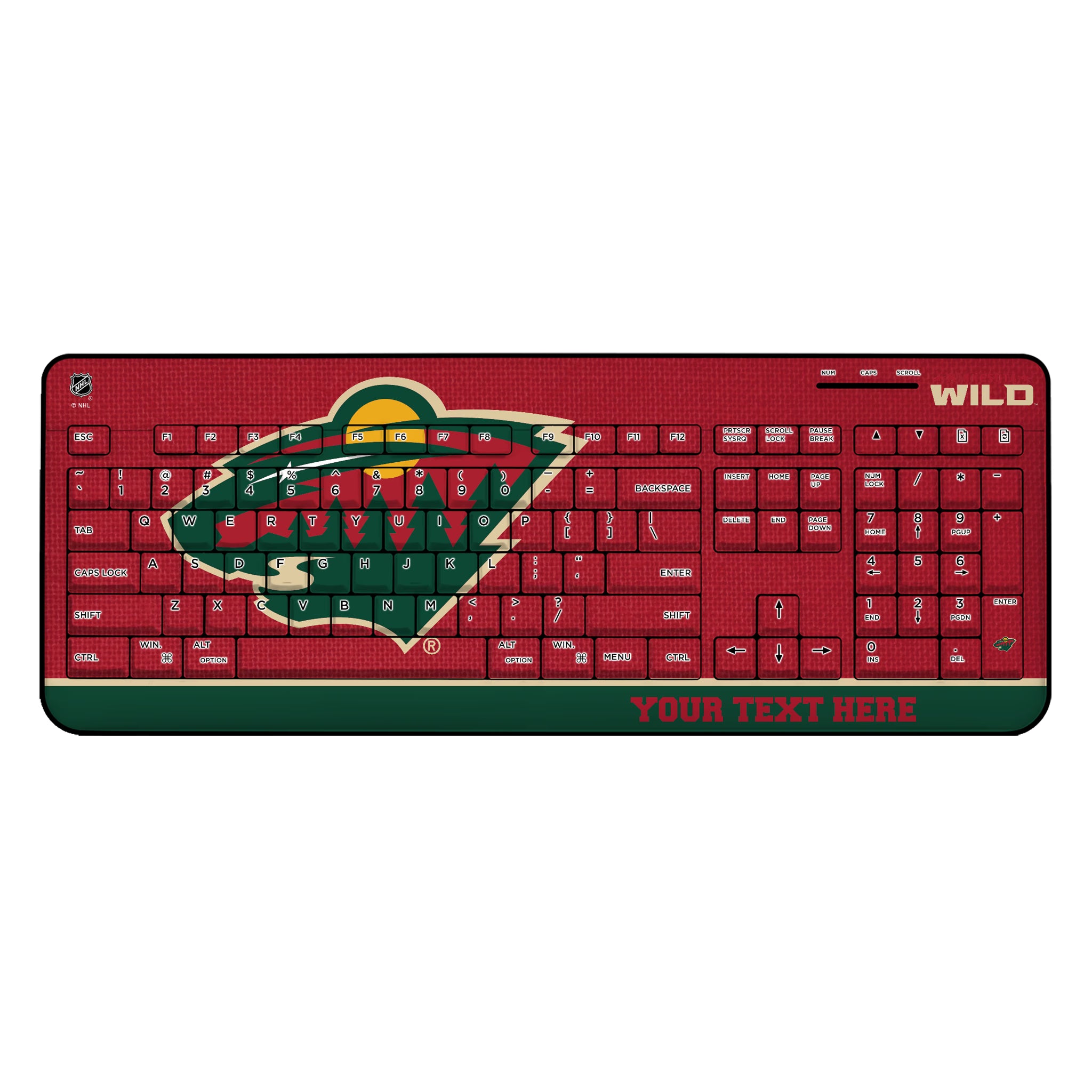 Minnesota Wild Personalized Endzone Solid Wireless USB Keyboard