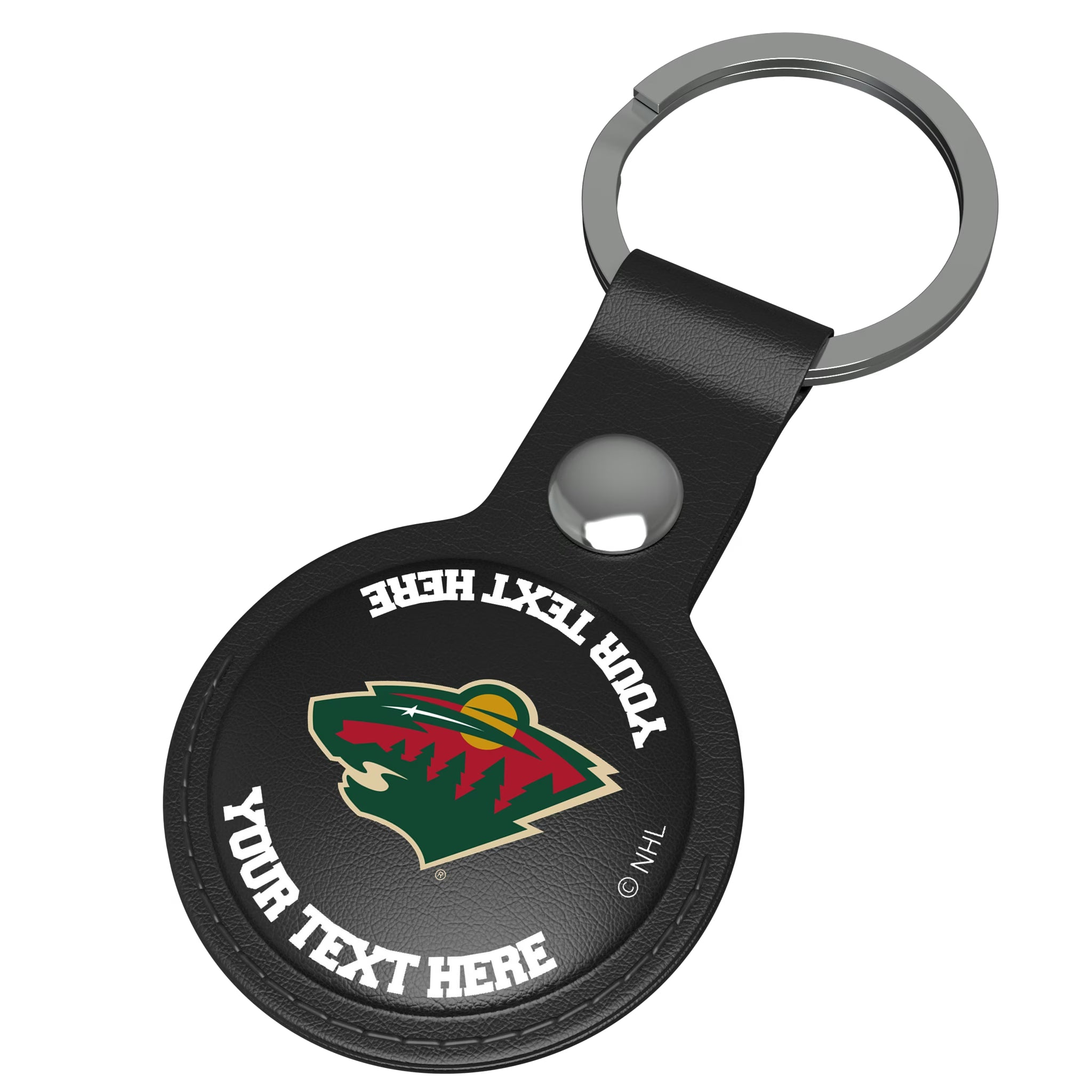Minnesota Wild Personalized Insignia AirTag Black Airtag Holder - Isometric View