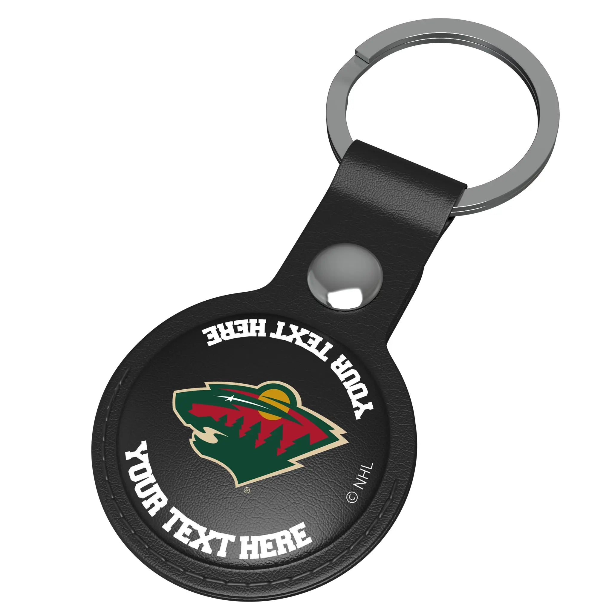 Minnesota Wild Personalized Insignia AirTag Black Airtag Holder - Isometric View