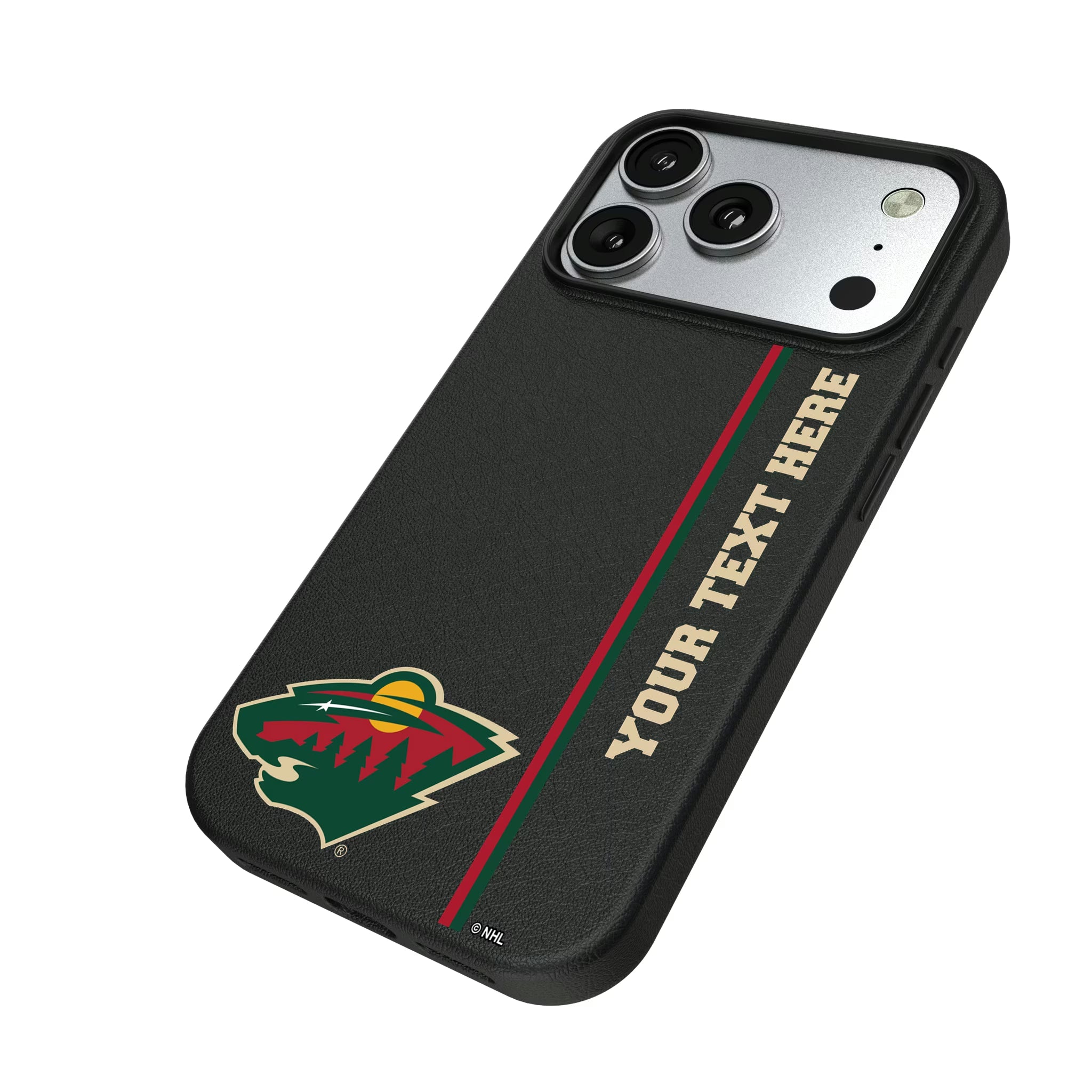 Minnesota Wild Personalized Sidebard iPhone MagSafe Compatible Phone Case for Apple iPhone - Isometric View#Device_iPhone 17 Pro