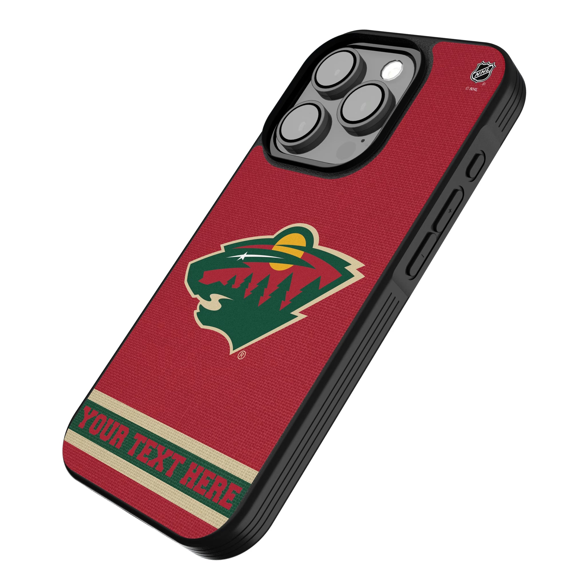 Minnesota Wild Personalized Stripe iPhone Bump Phone Case for Apple iPhone - Isometric View