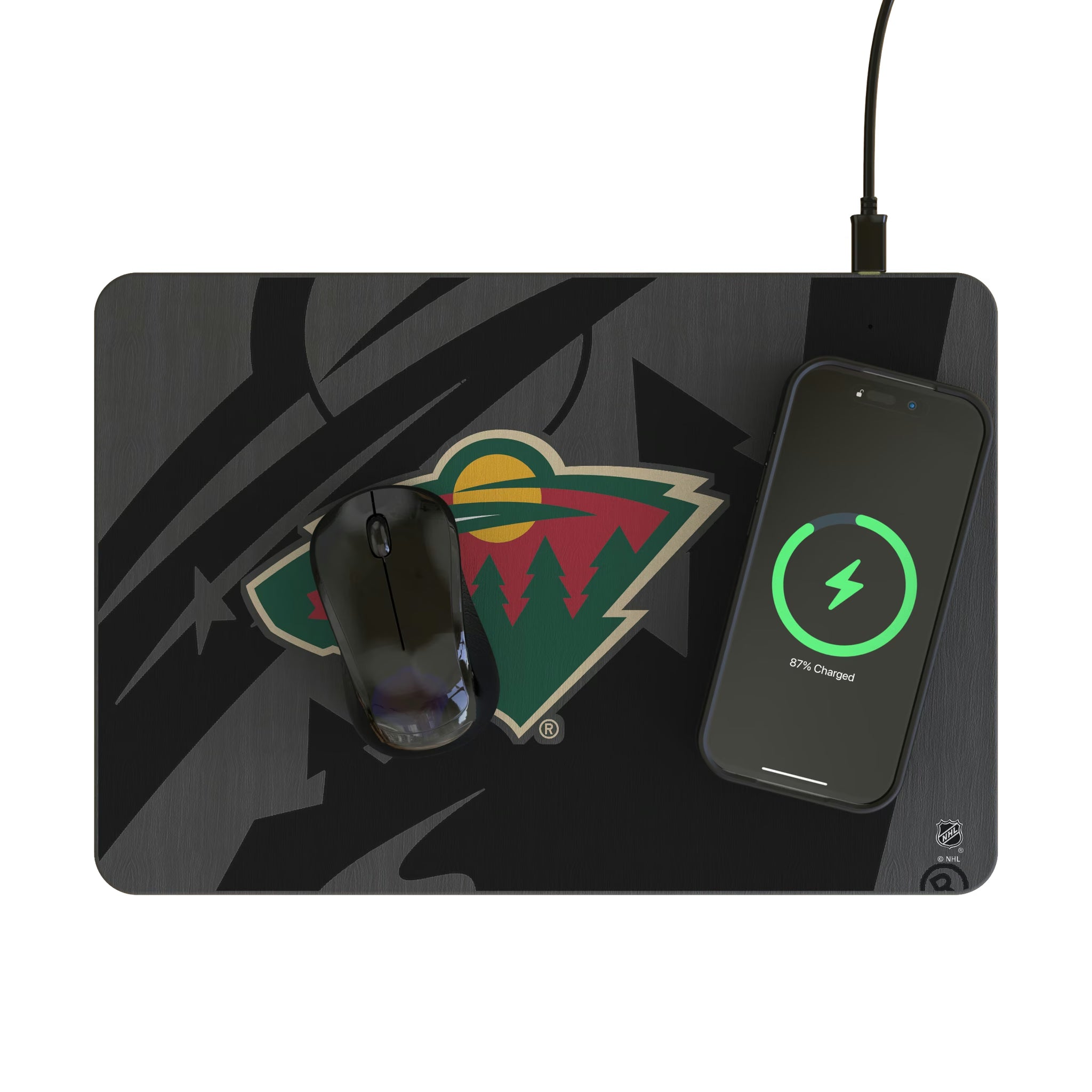 Minnesota Wild Personalized Tilt 15-Watt Wireless Charger and Mouse Pad - Lifestyle