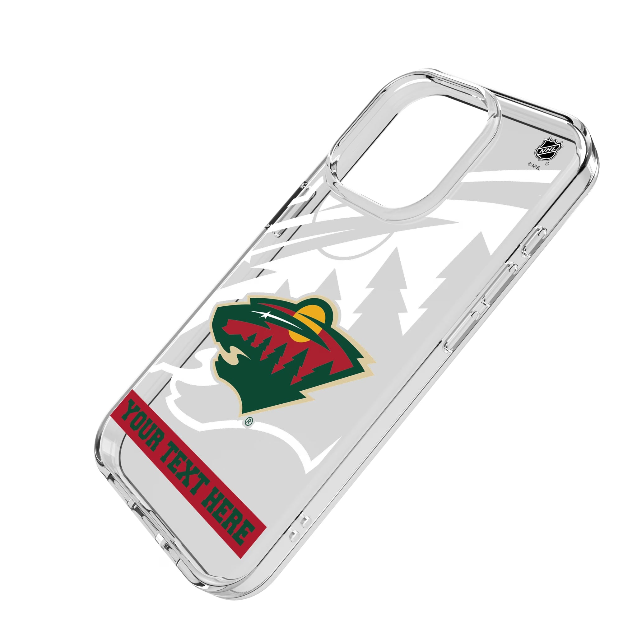 Minnesota Wild Personalized Tilt iPhone Clear Phone Case for Apple iPhone - Isometric View