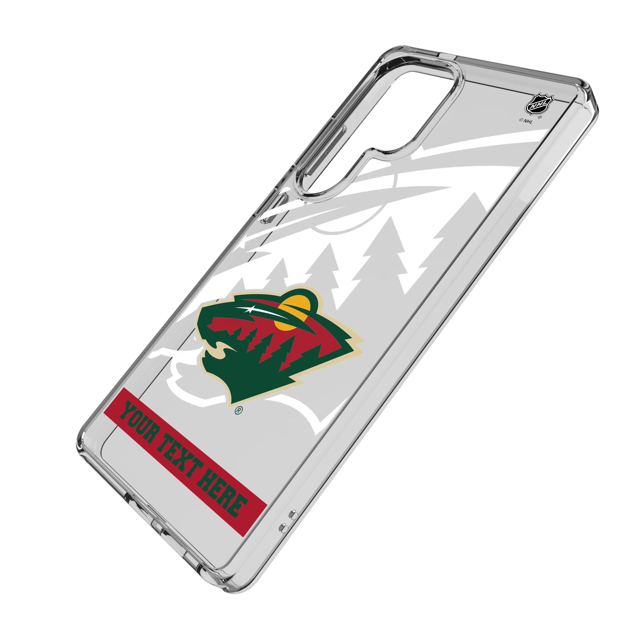 Minnesota Wild Personalized Tilt Galaxy Clear Phone Case for Samsung Galaxy - Isometric View