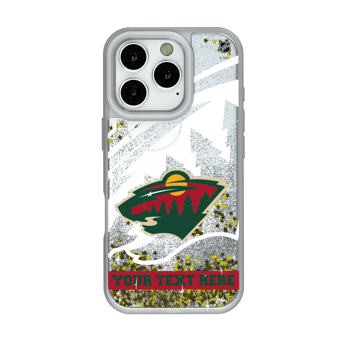 Minnesota Wild Personalized Tilt iPhone Glitter Phone Case for Apple iPhone#Device_iPhone 16 Pro