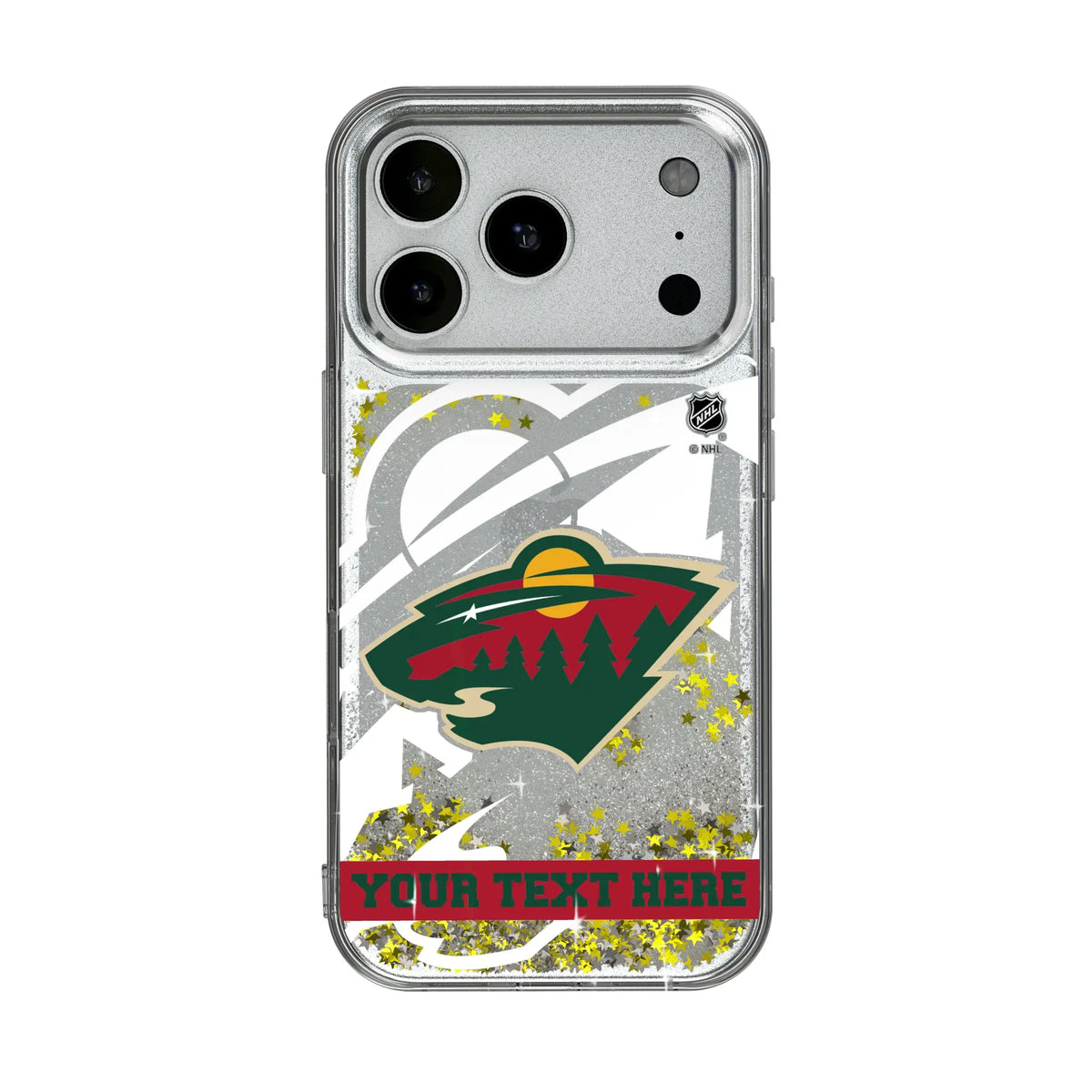 Minnesota Wild Personalized Tilt iPhone Glitter Phone Case for Apple iPhone#Device_iPhone 17 Pro