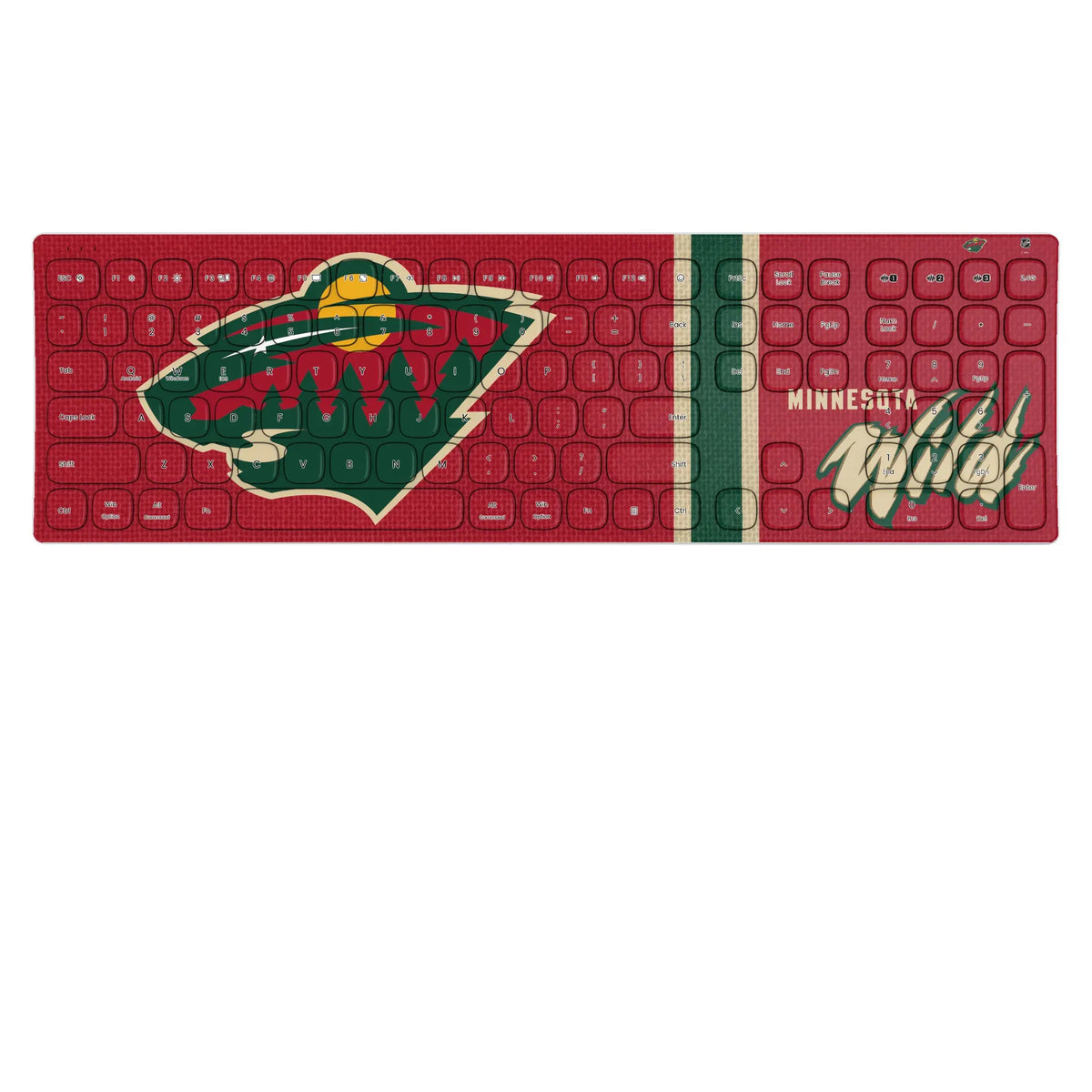 Minnesota Wild Stripe KKB605 Curved Wireless Keyboard