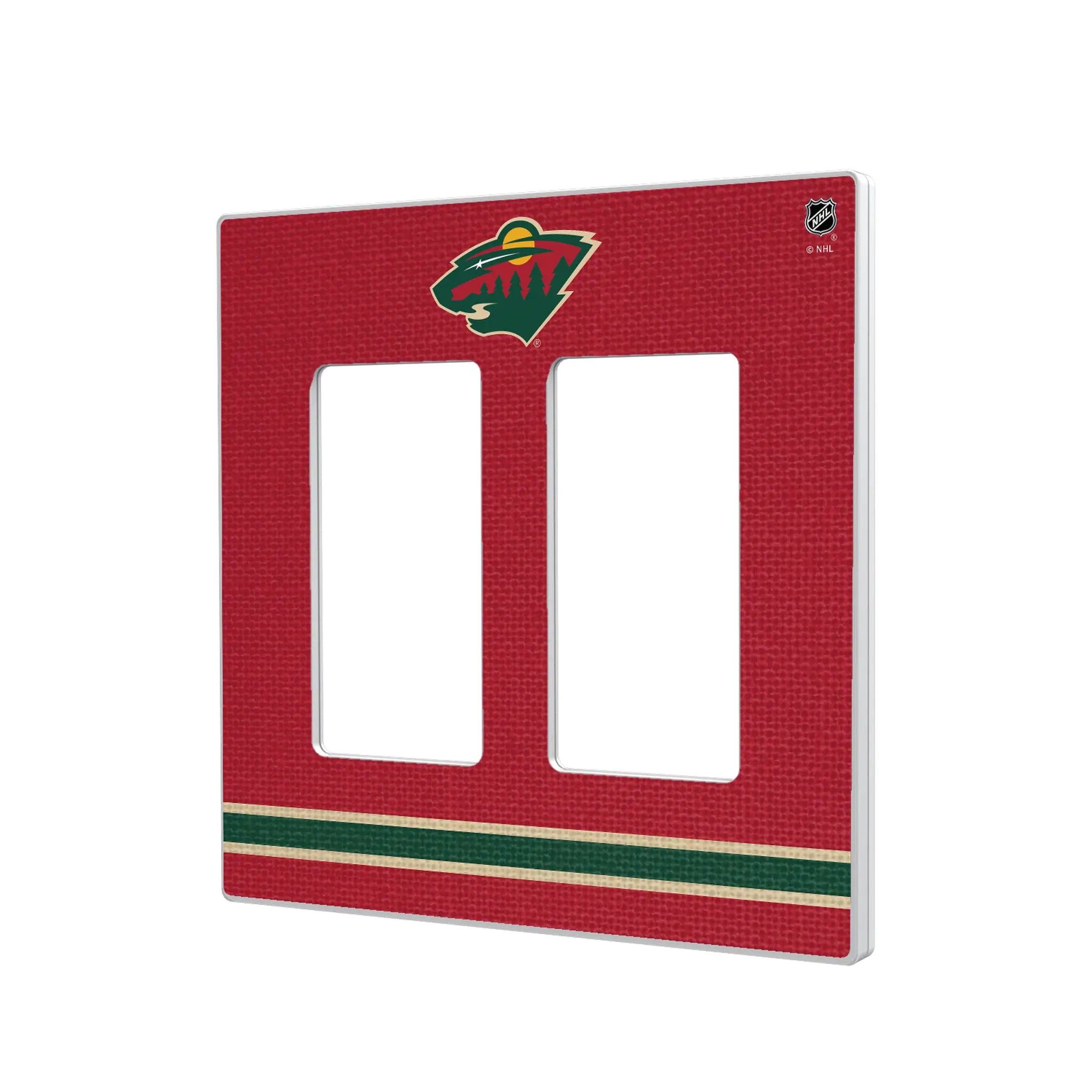 Minnesota Wild Stripe Hidden-Screw Light Switch Plate#Style_Double Rocker