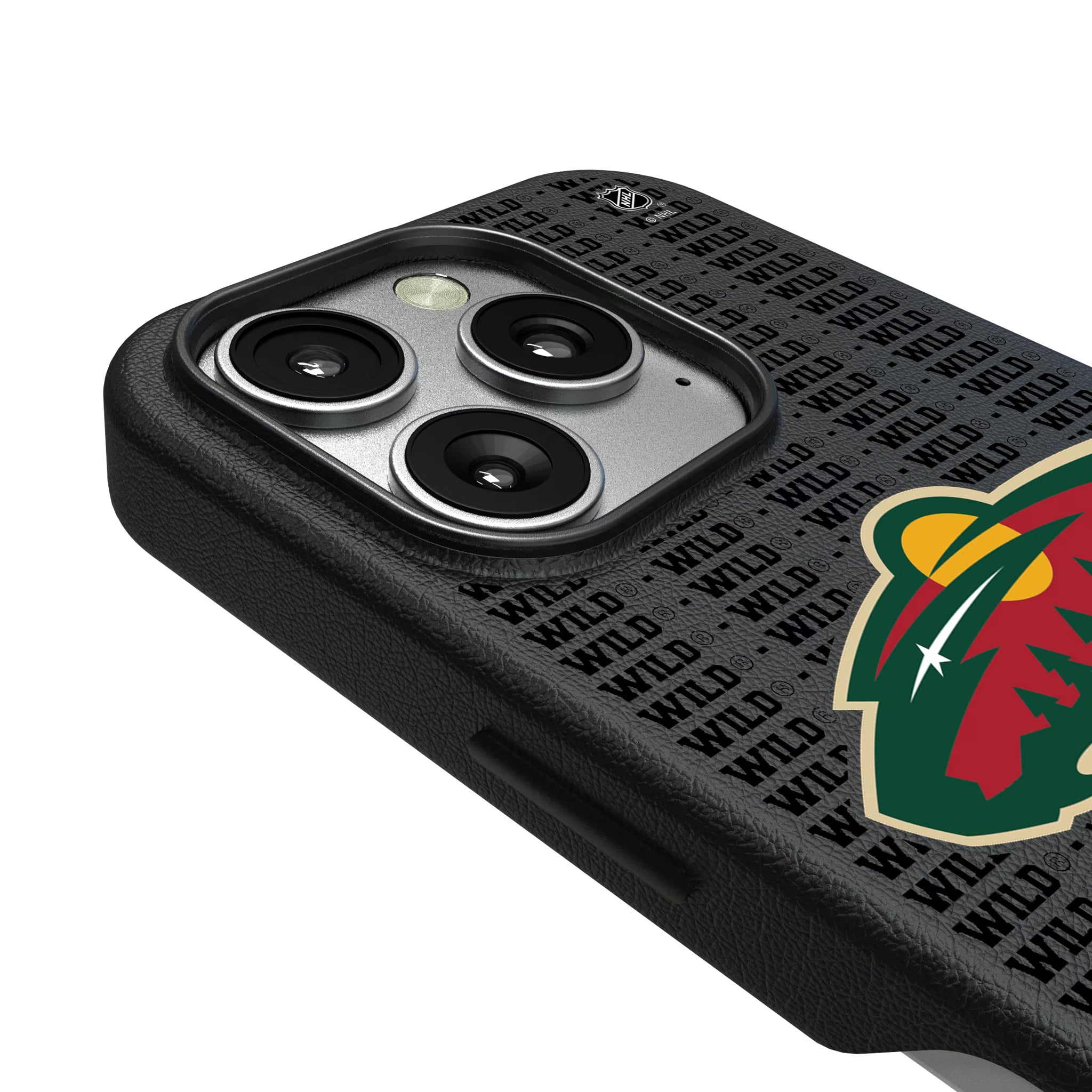 Minnesota Wild Text Backdrop iPhone MagSafe Compatible Phone Case for Apple iPhone - Detail