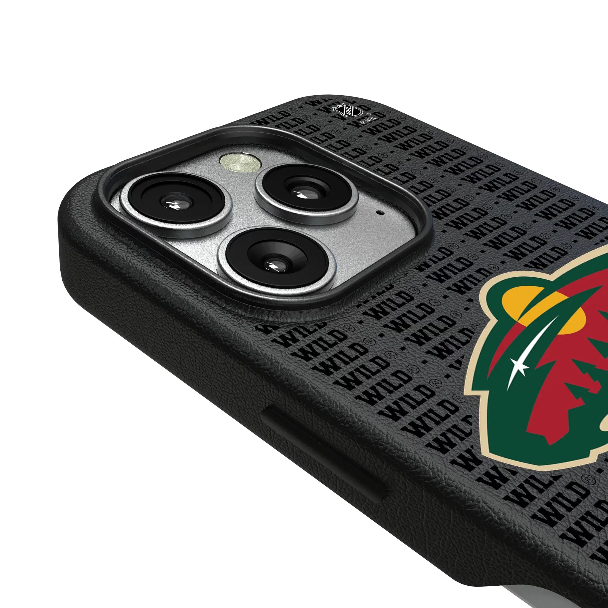 Minnesota Wild Text Backdrop iPhone MagSafe Compatible Phone Case for Apple iPhone - Detail