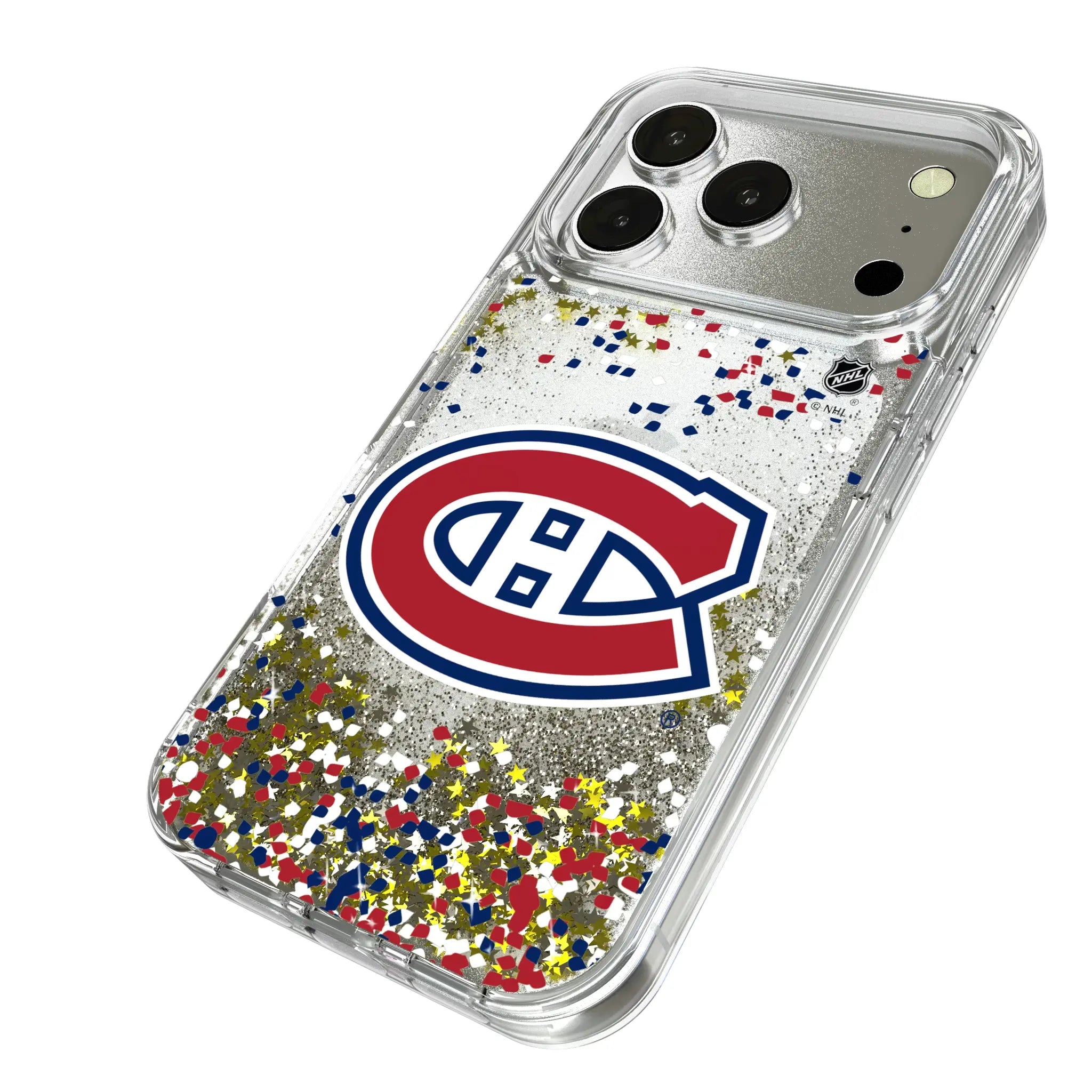 Montreal Canadiens Confetti iPhone Glitter Phone Case for Apple iPhone - Isometric View