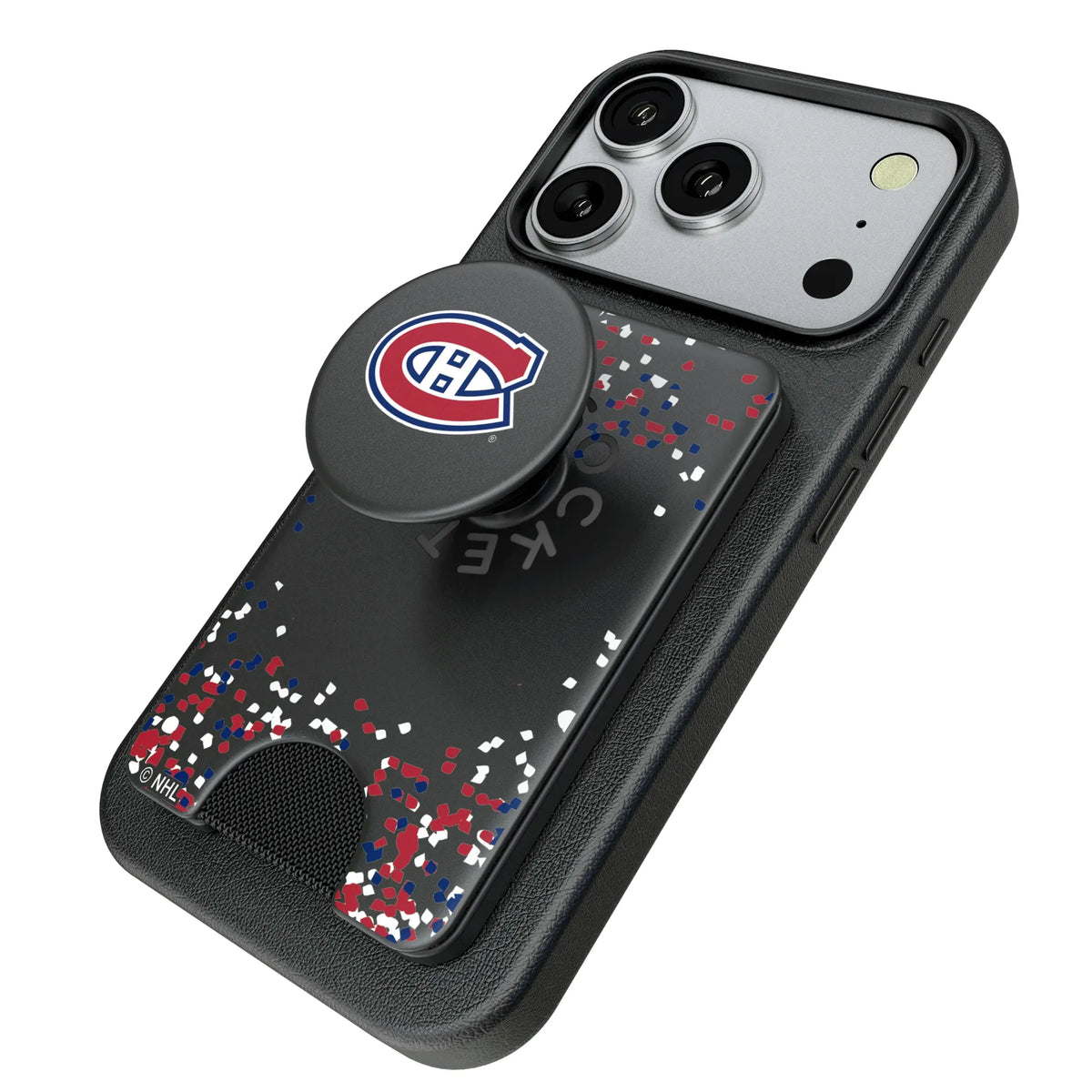 Montreal Canadiens Confetti Popsockets Wallet Magnetic - Isometric View