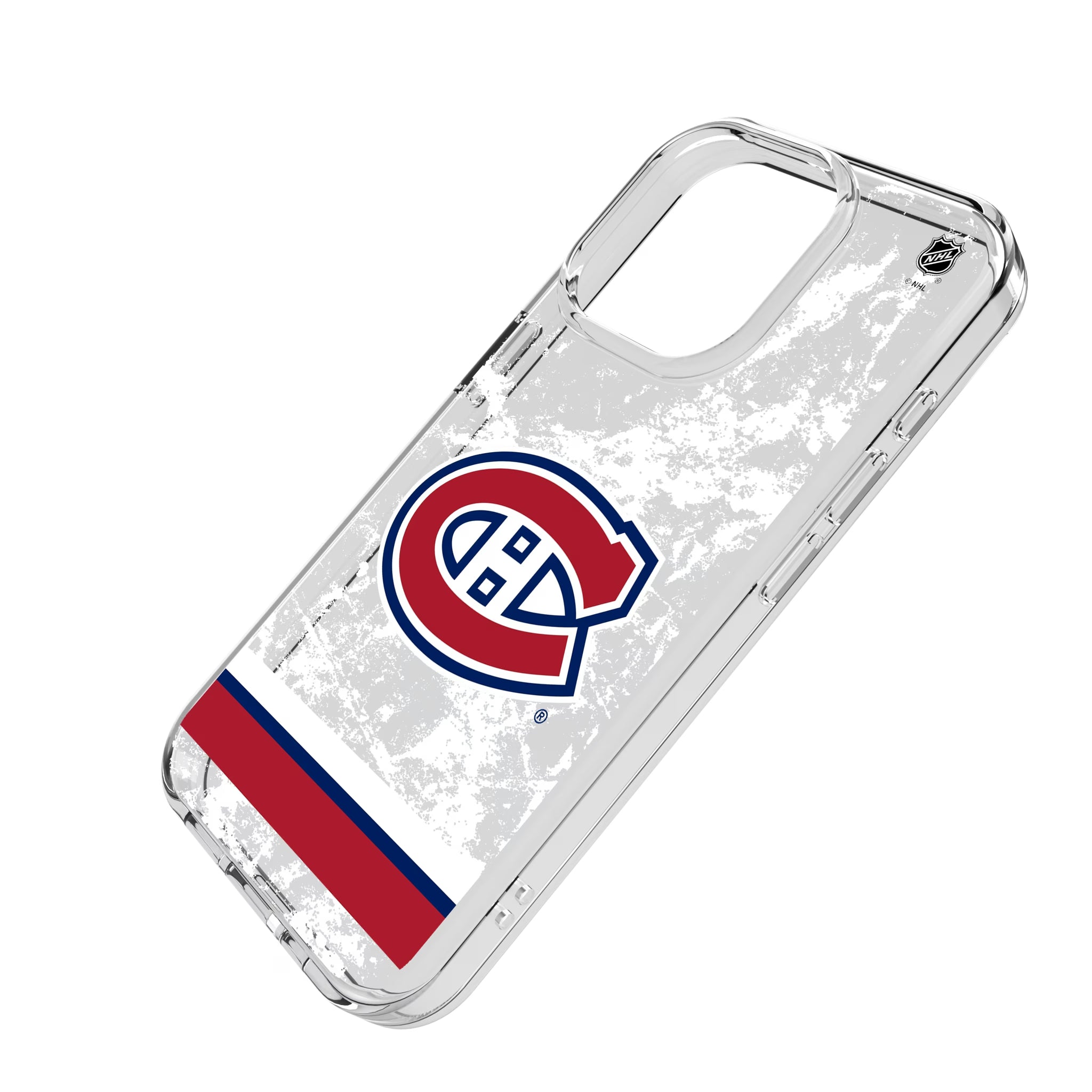 Montreal Canadiens Ice Stripe iPhone Clear Phone Case for Apple iPhone - Isometric View