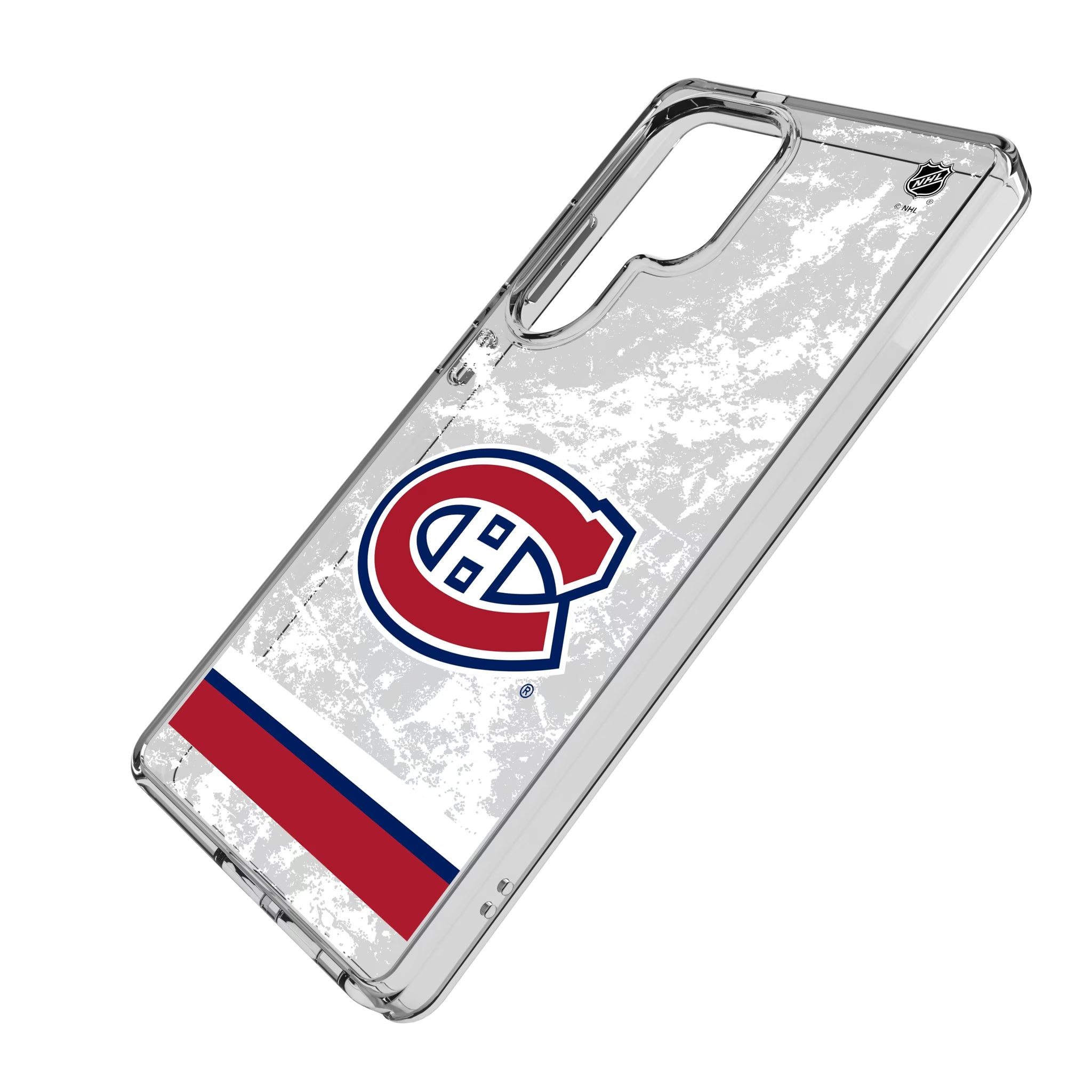 Montreal Canadiens Ice Stripe Galaxy Clear Phone Case for Samsung Galaxy - Isometric View