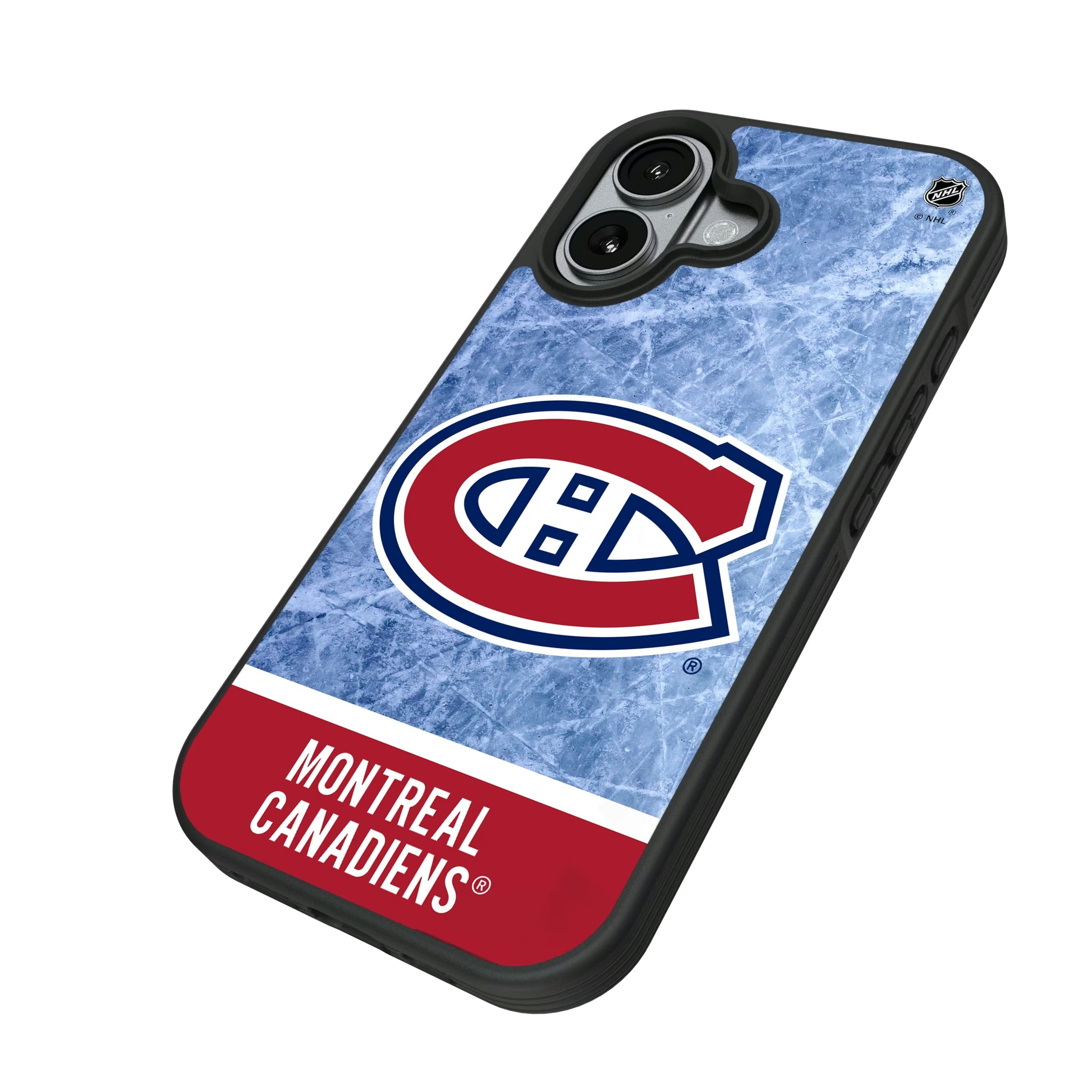 Montreal Canadiens Ice Wordmark iPhone Bump Phone Case for Apple iPhone - Isometric View#Device_iPhone 17