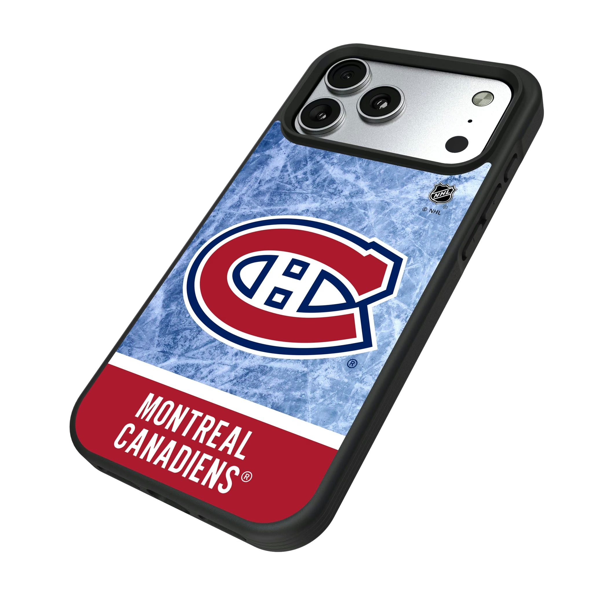 Montreal Canadiens Ice Wordmark iPhone Bump Phone Case for Apple iPhone - Isometric View#Device_iPhone 17 Pro Max