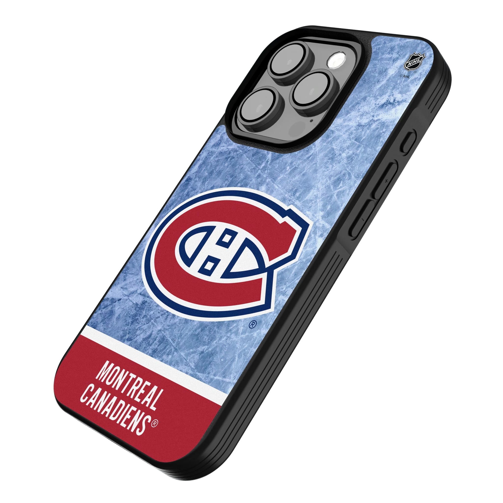 Montreal Canadiens Ice Wordmark iPhone Bump Phone Case for Apple iPhone - Isometric View