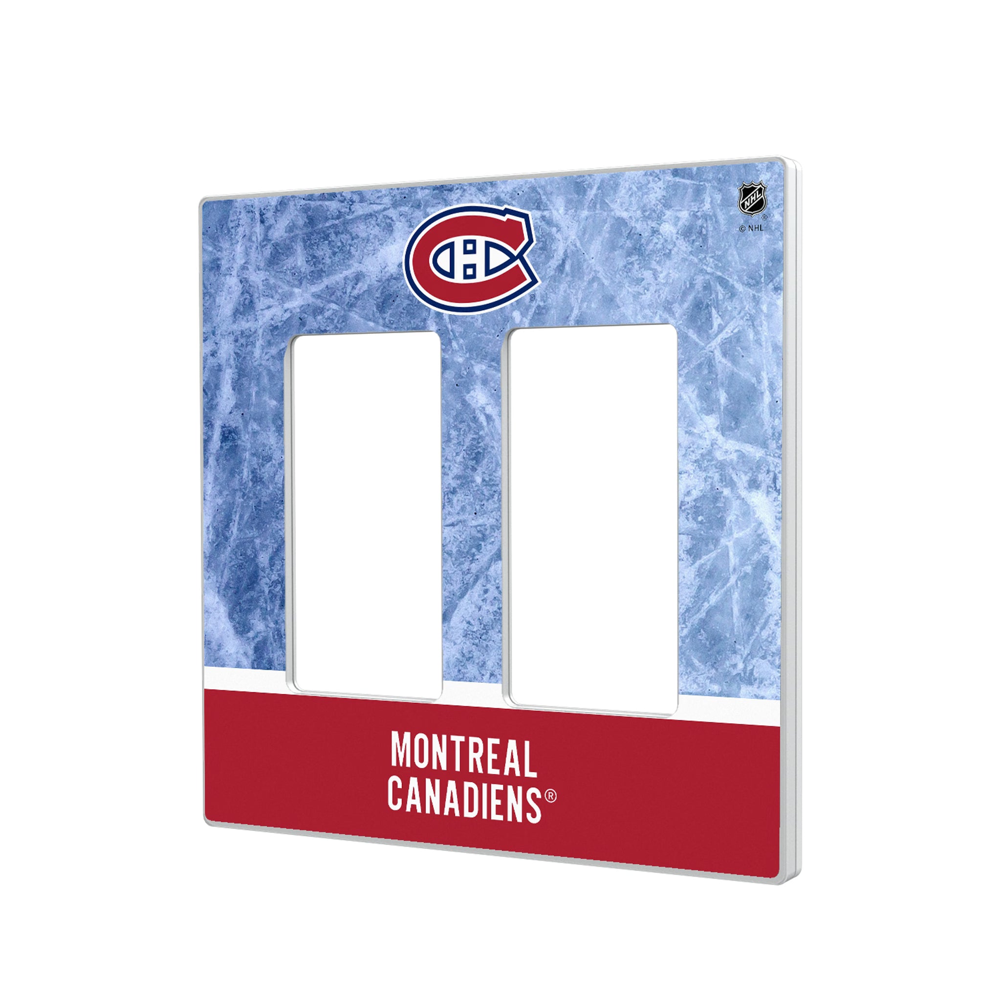 Montreal Canadiens Ice Wordmark Hidden-Screw Light Switch Plate#Style_Double Rocker