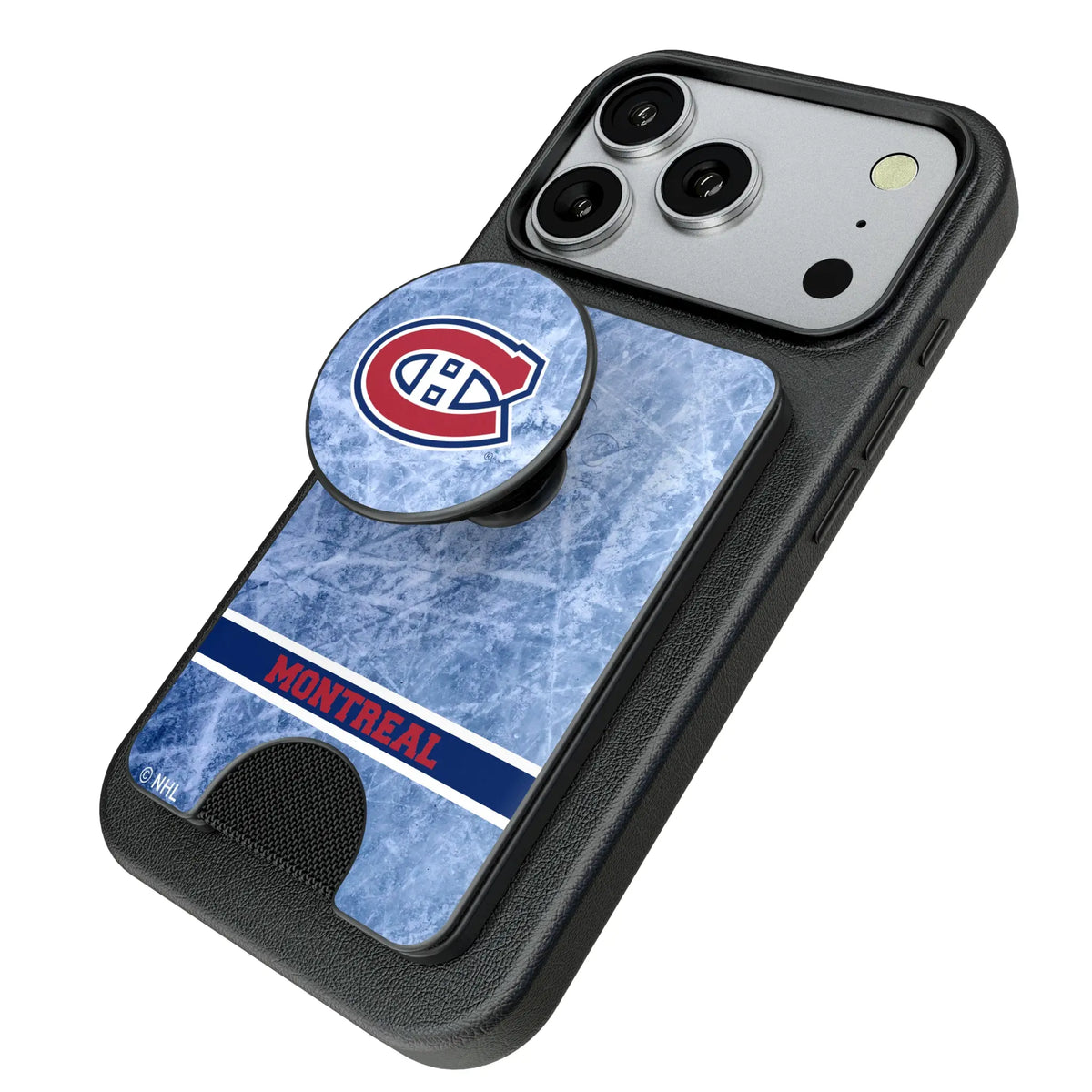 Montreal Canadiens Ice Wordmark Popsockets Wallet Magnetic - Isometric View