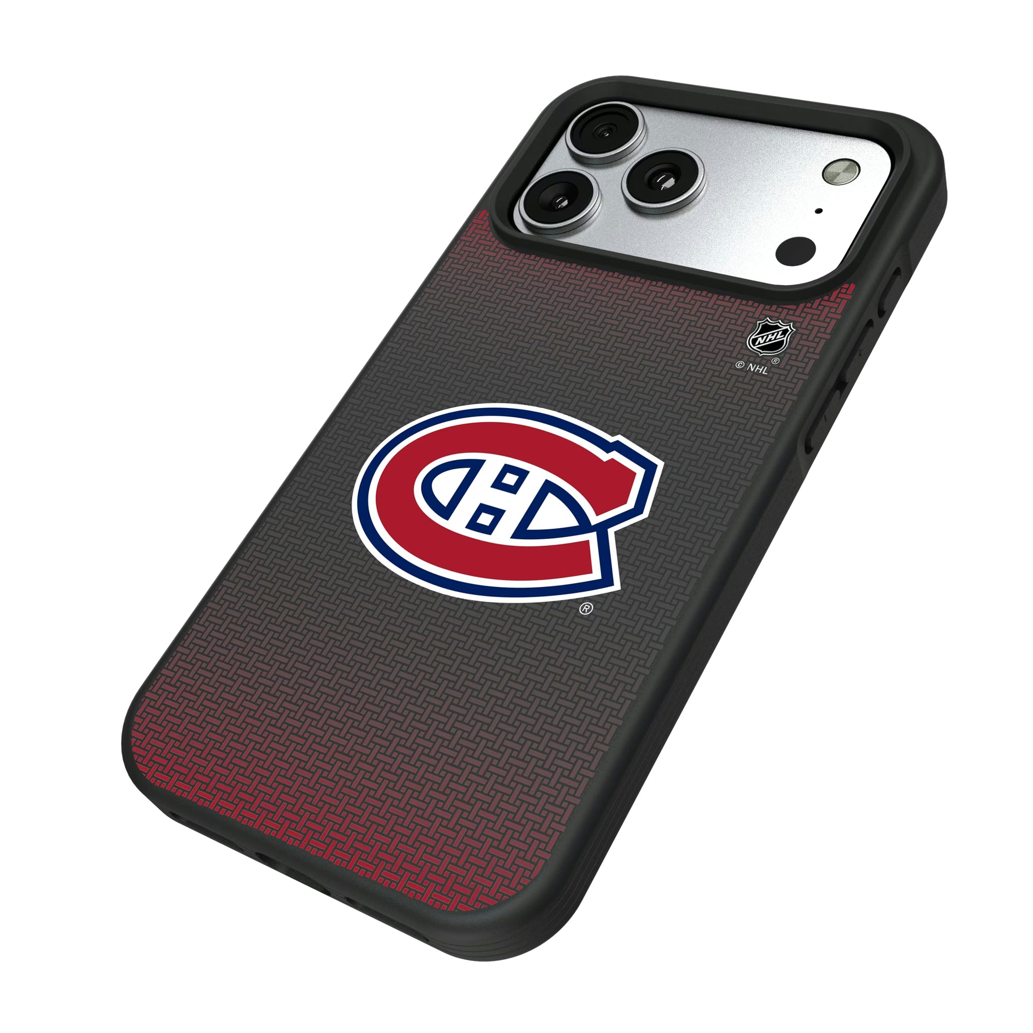 Montreal Canadiens Linen iPhone Bump Phone Case for Apple iPhone - Isometric View#Device_iPhone 17 Pro Max