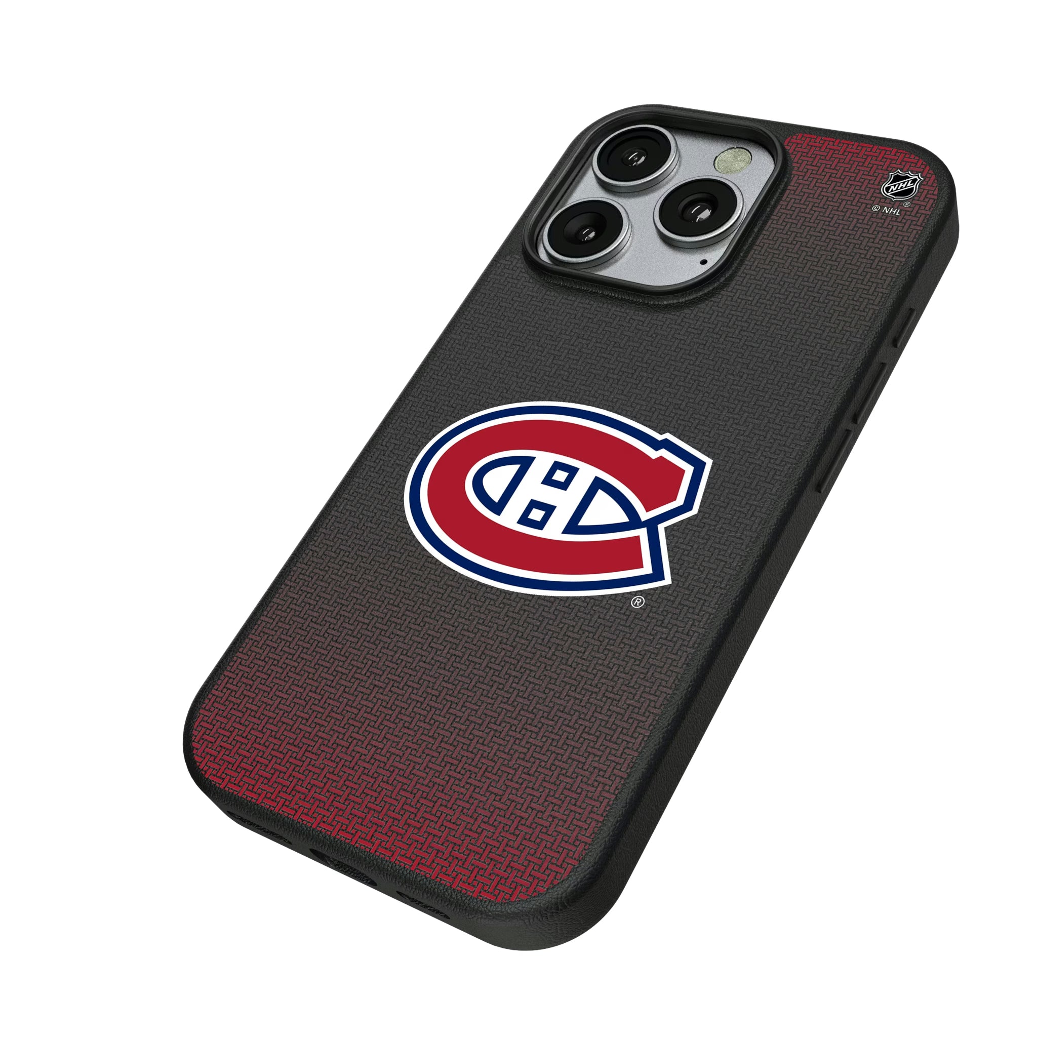 Montreal Canadiens Linen iPhone MagSafe Compatible Phone Case for Apple iPhone - Isometric View