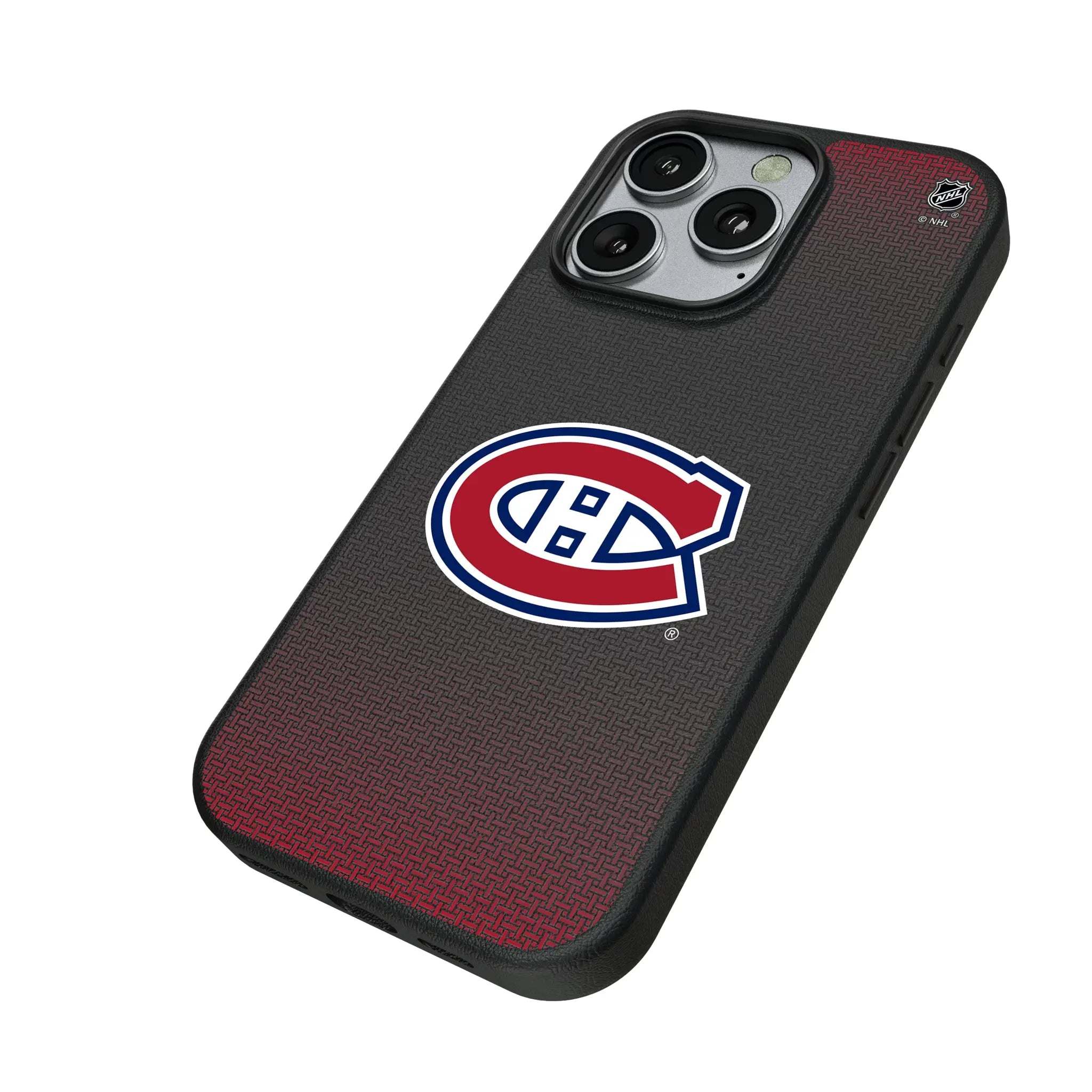 Montreal Canadiens Linen iPhone MagSafe Compatible Phone Case for Apple iPhone - Isometric View