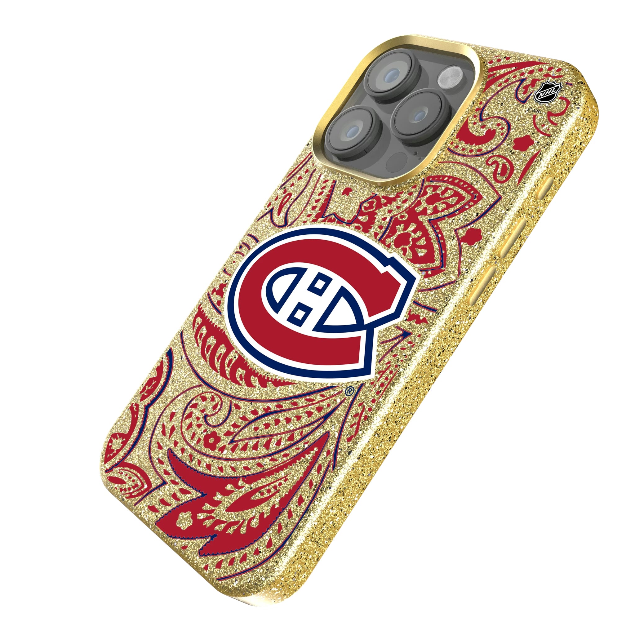 Montreal Canadiens Paisley iPhone Bling Phone Case for Apple iPhone - Isometric View