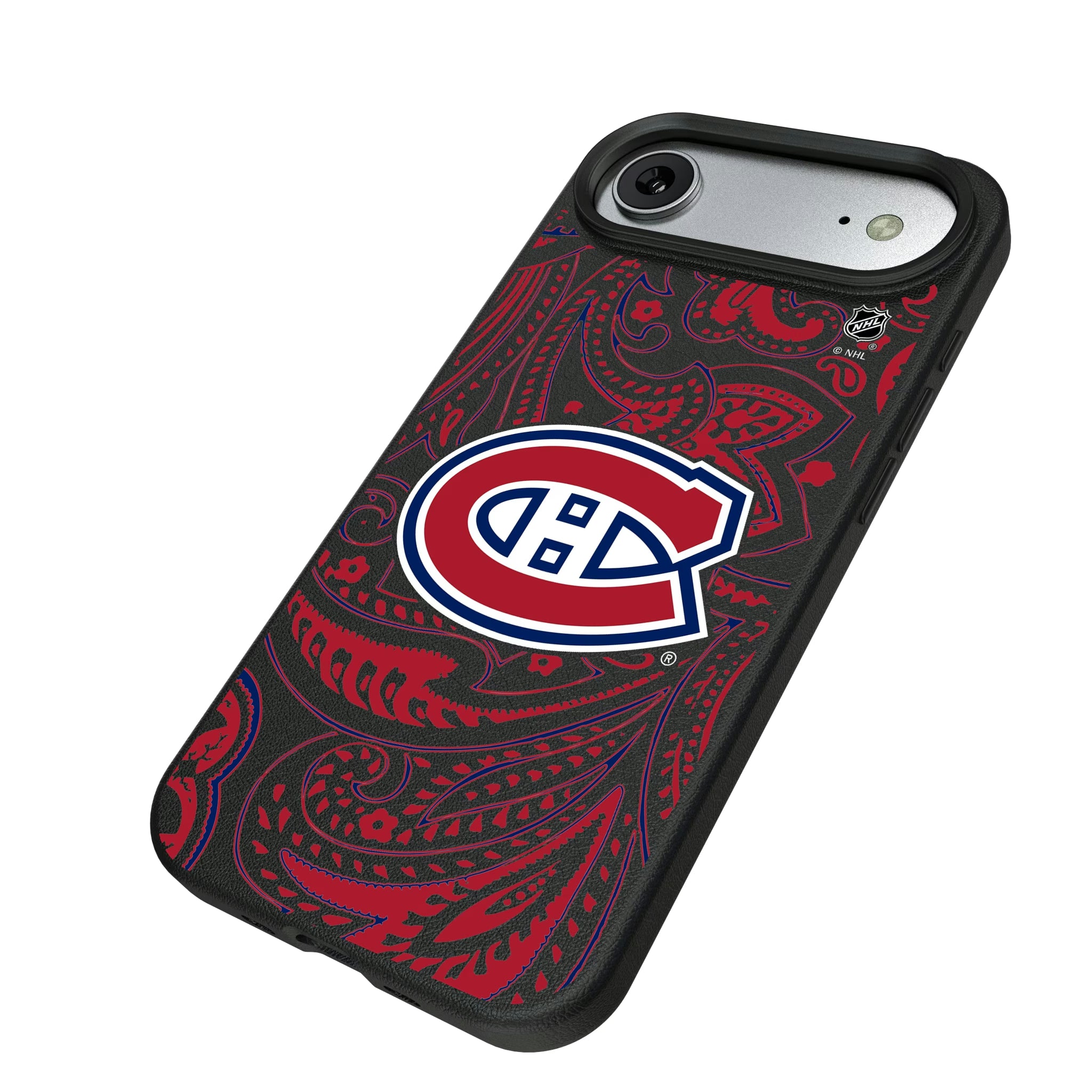 Montreal Canadiens Paisley iPhone MagSafe Compatible Phone Case for Apple iPhone - Isometric View#Device_iPhone Air