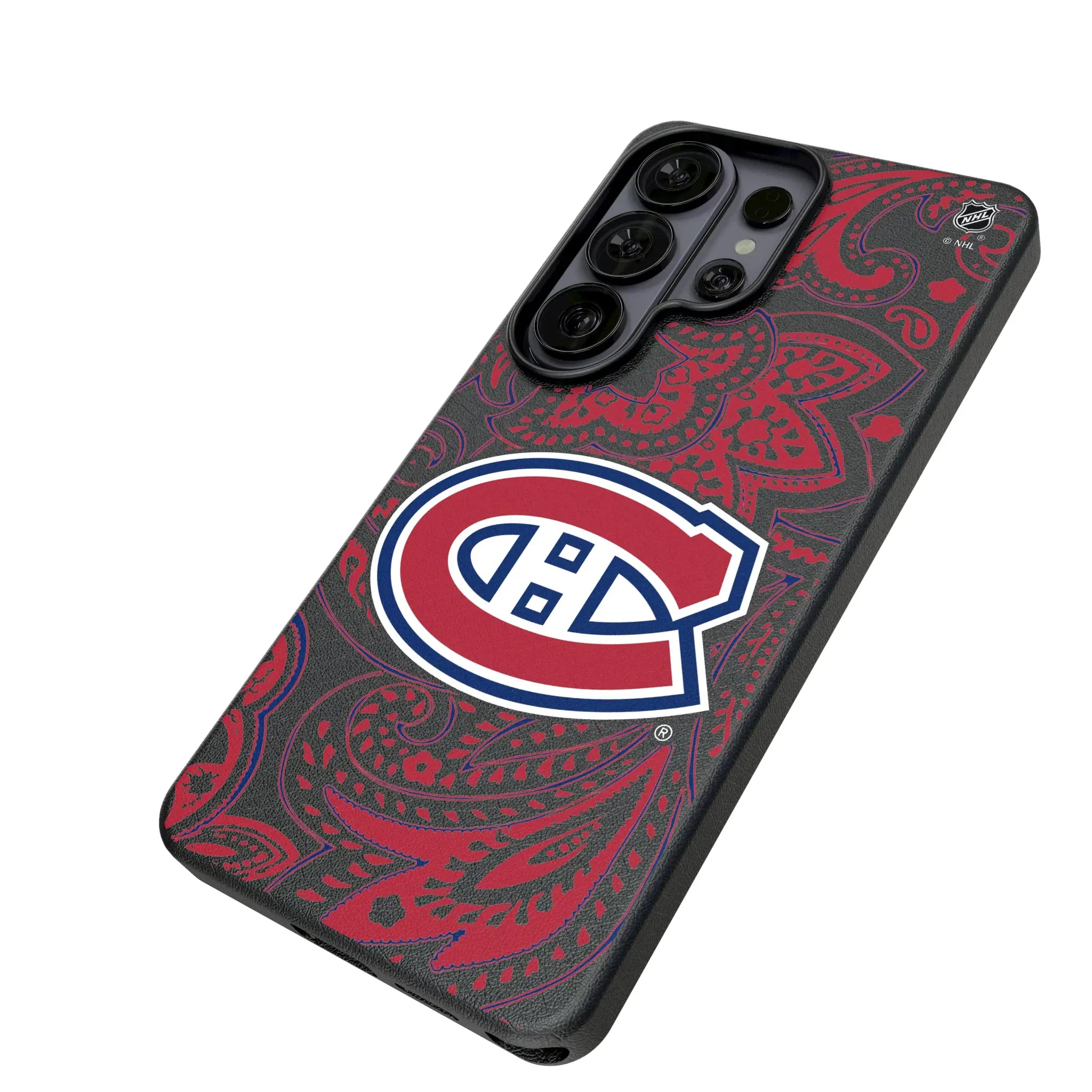 Montreal Canadiens Paisley Galaxy MagSafe Compatible Phone Case for Samsung Galaxy - Isometric View#Device_Galaxy S26 Ultra