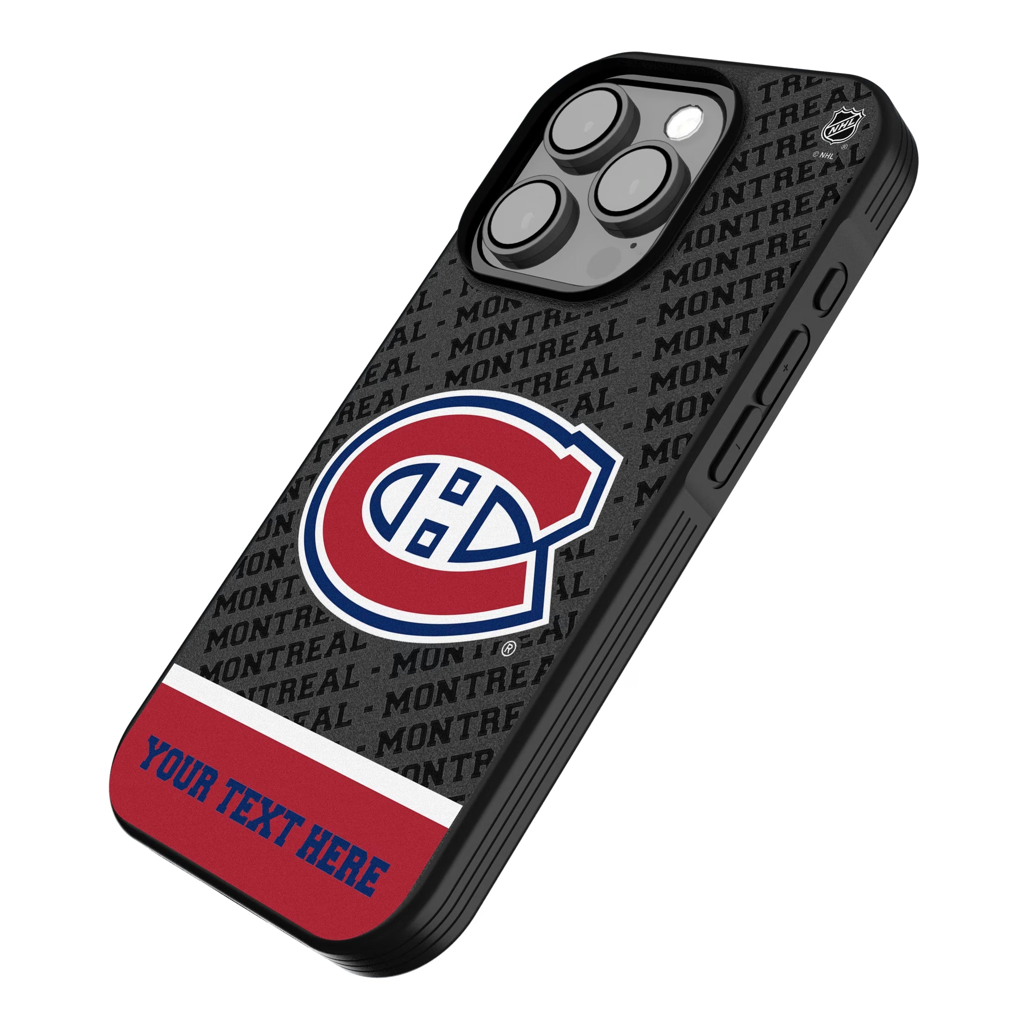 Montreal Canadiens Personalized EndZone Plus iPhone Bump Phone Case for Apple iPhone - Isometric View